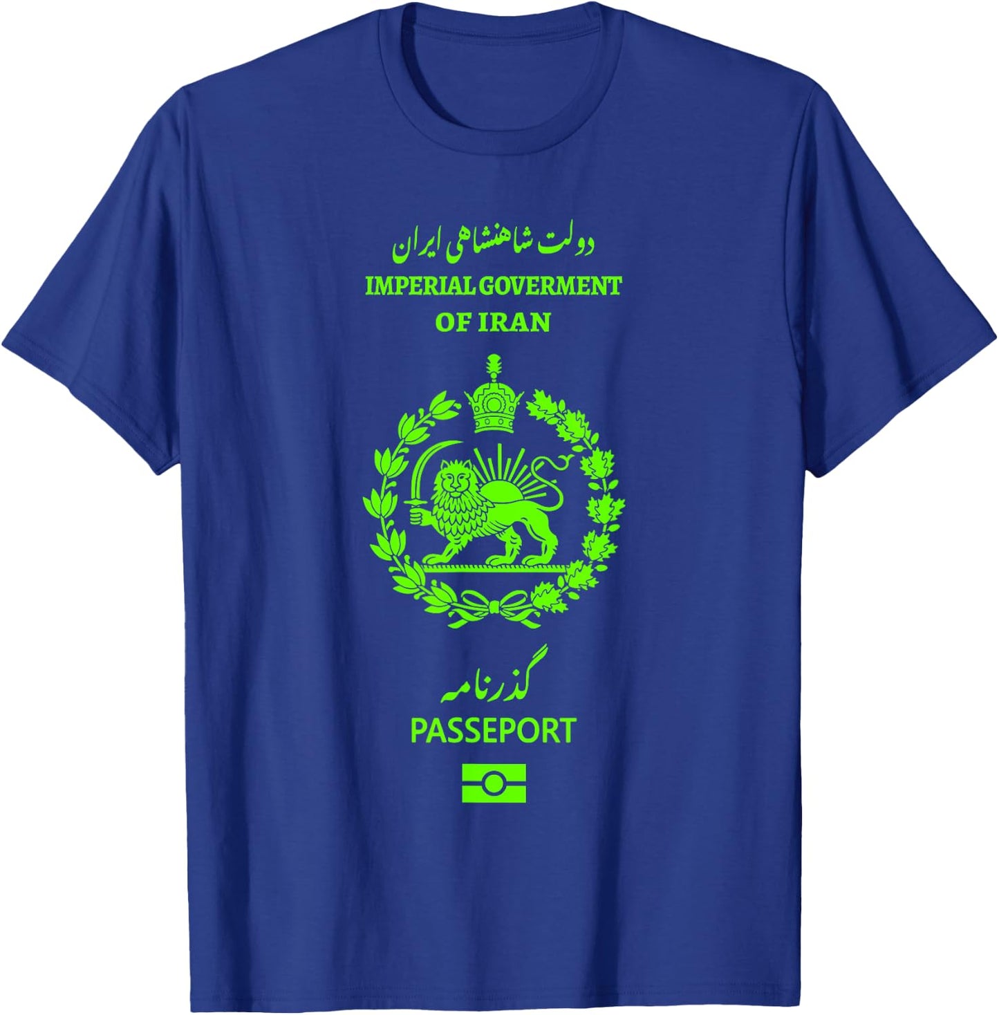 Passport Iran, Iran Lion Sun, Persian Flag, Iran. , Black, S T-Shirt - T-Shirt | Royal