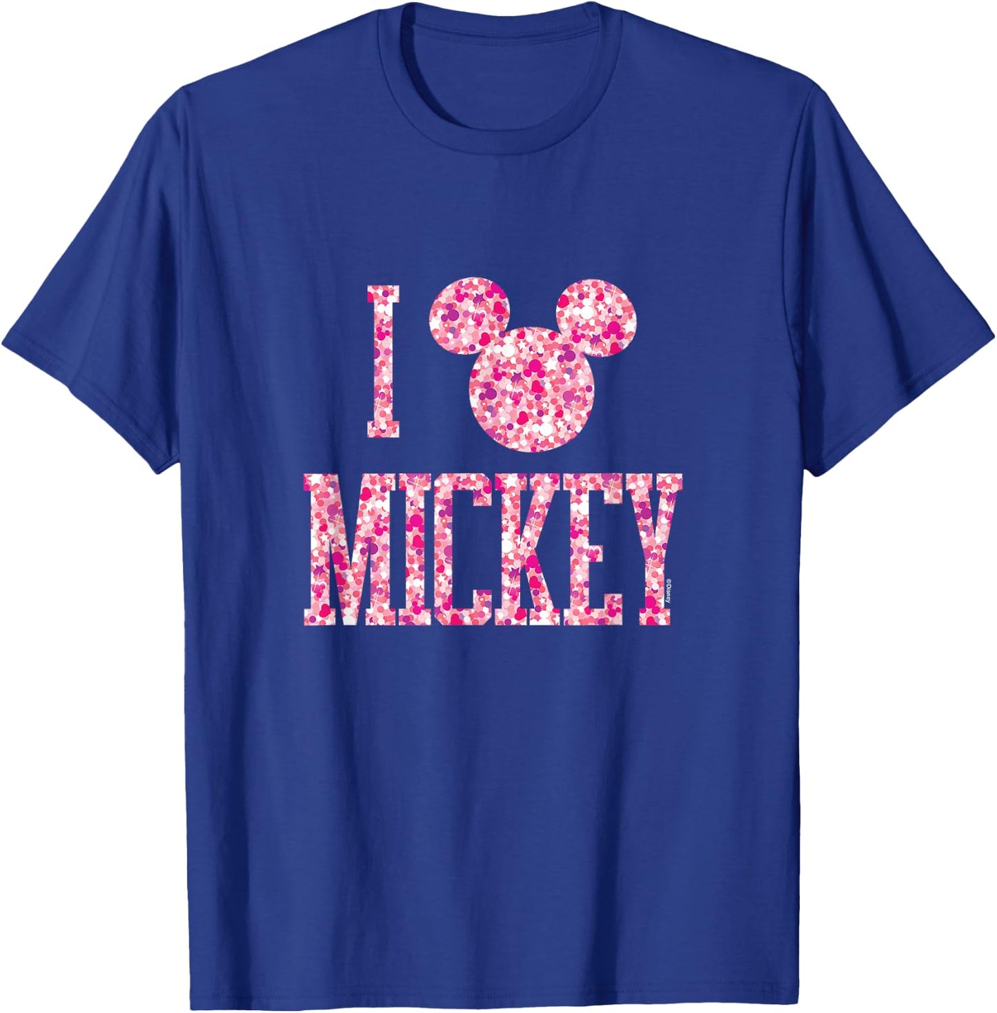 Mickey Mouse - I Love Mickey Sparkle Pattern T-Shirt - T-Shirt | Royal