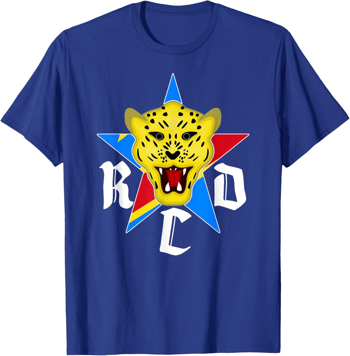 Love DRC RDC Congo With Congo Flag Leopard Head Emblem T-Shirt - T-Shirt | Royal