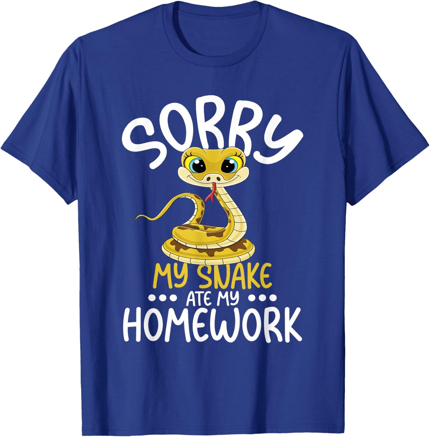 Sorry My Snake Ate My Homework - Snakes Reptile Lover School T-Shirt - T-Shirt | Royal