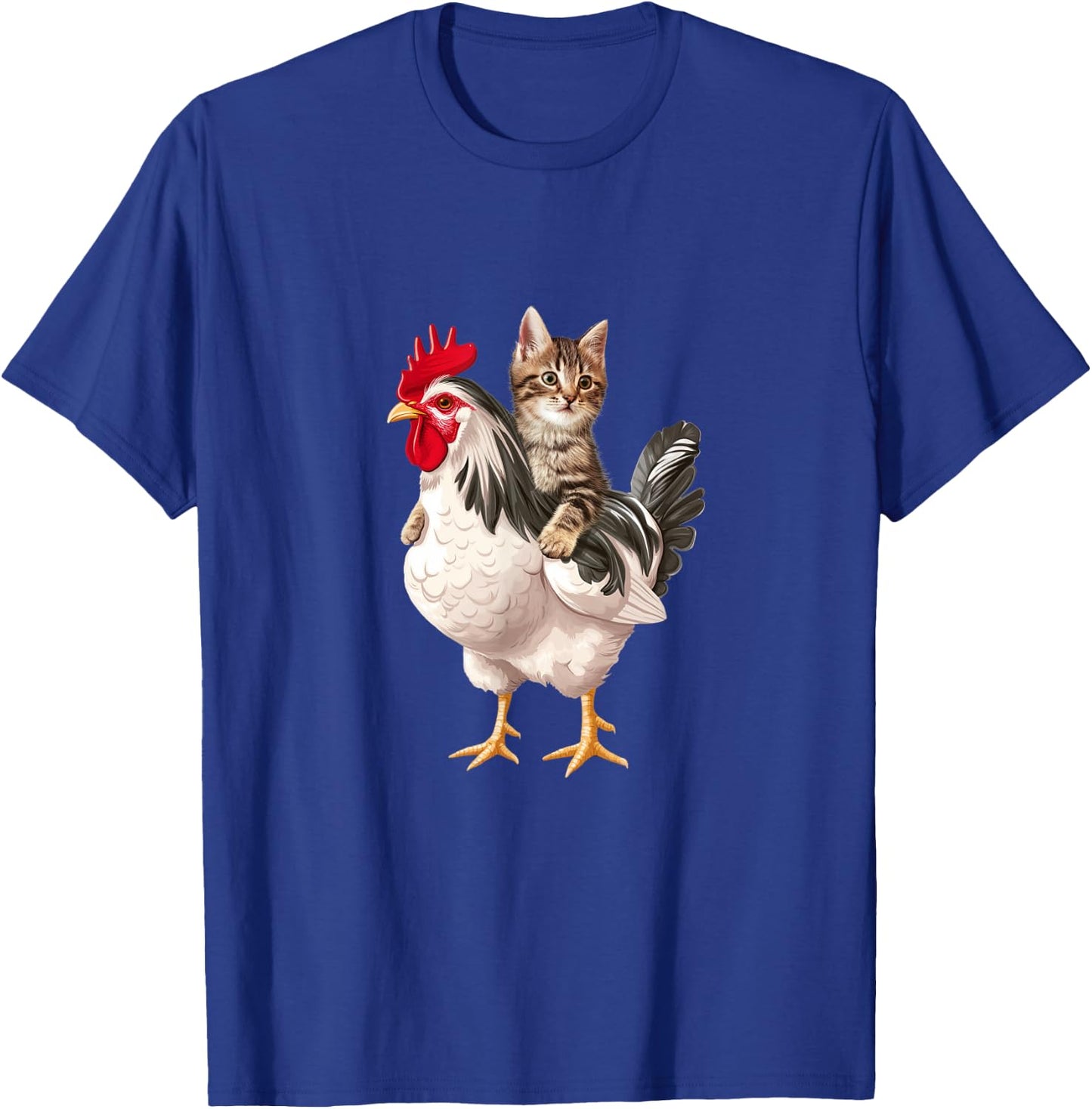 Cat Riding Chicken Funny Chicken Lover T-Shirt - T-Shirt | Royal