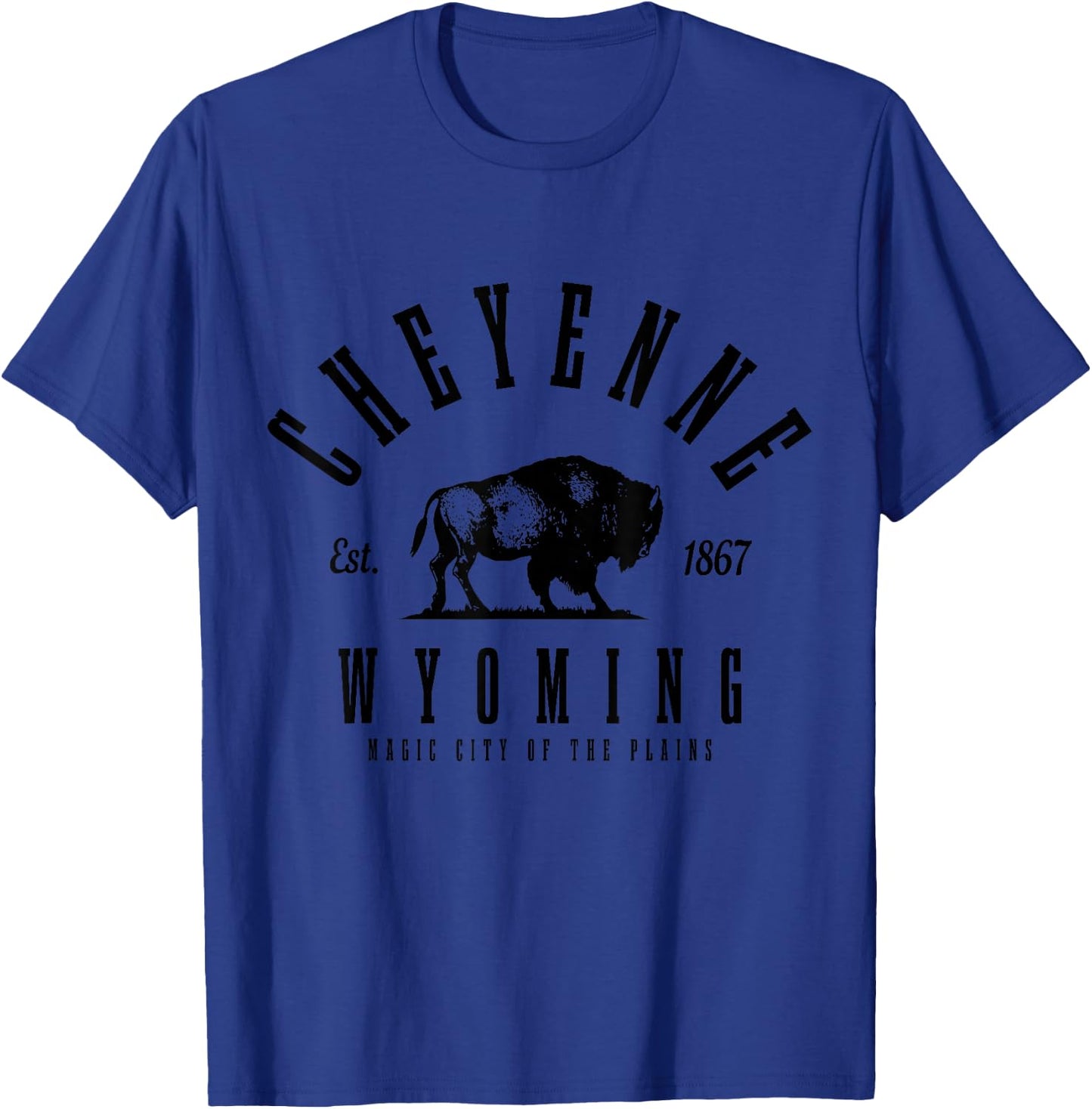 Cheyenne Wyoming Est. 1867 Cowboy State Bison Vintage Pride T-Shirt - T-Shirt | Royal