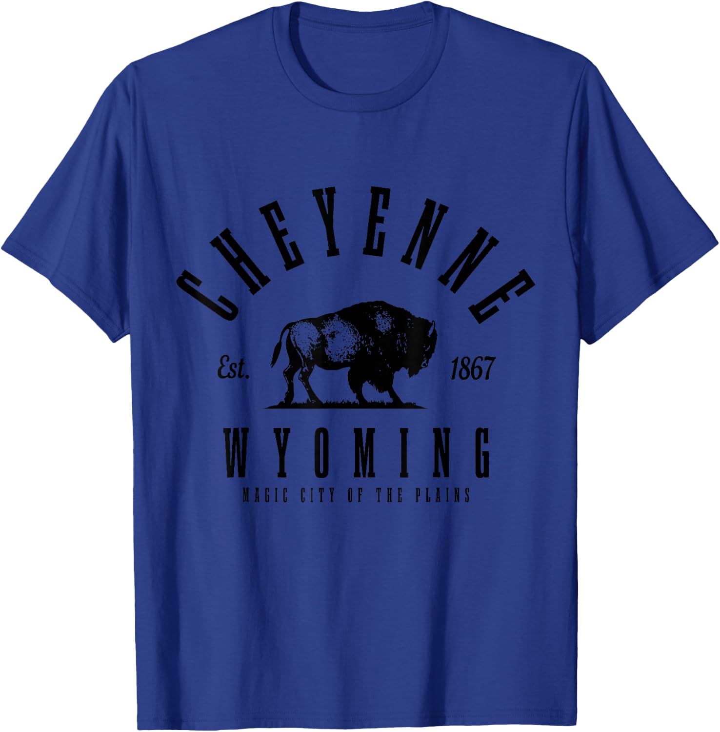 Cheyenne Wyoming Est. 1867 Cowboy State Bison Vintage Pride T-Shirt - T-Shirt | Royal