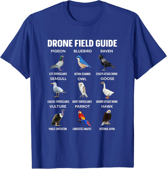 Birds Drone Field Guide They Aren’t Real T-Shirt - T-Shirt | Royal