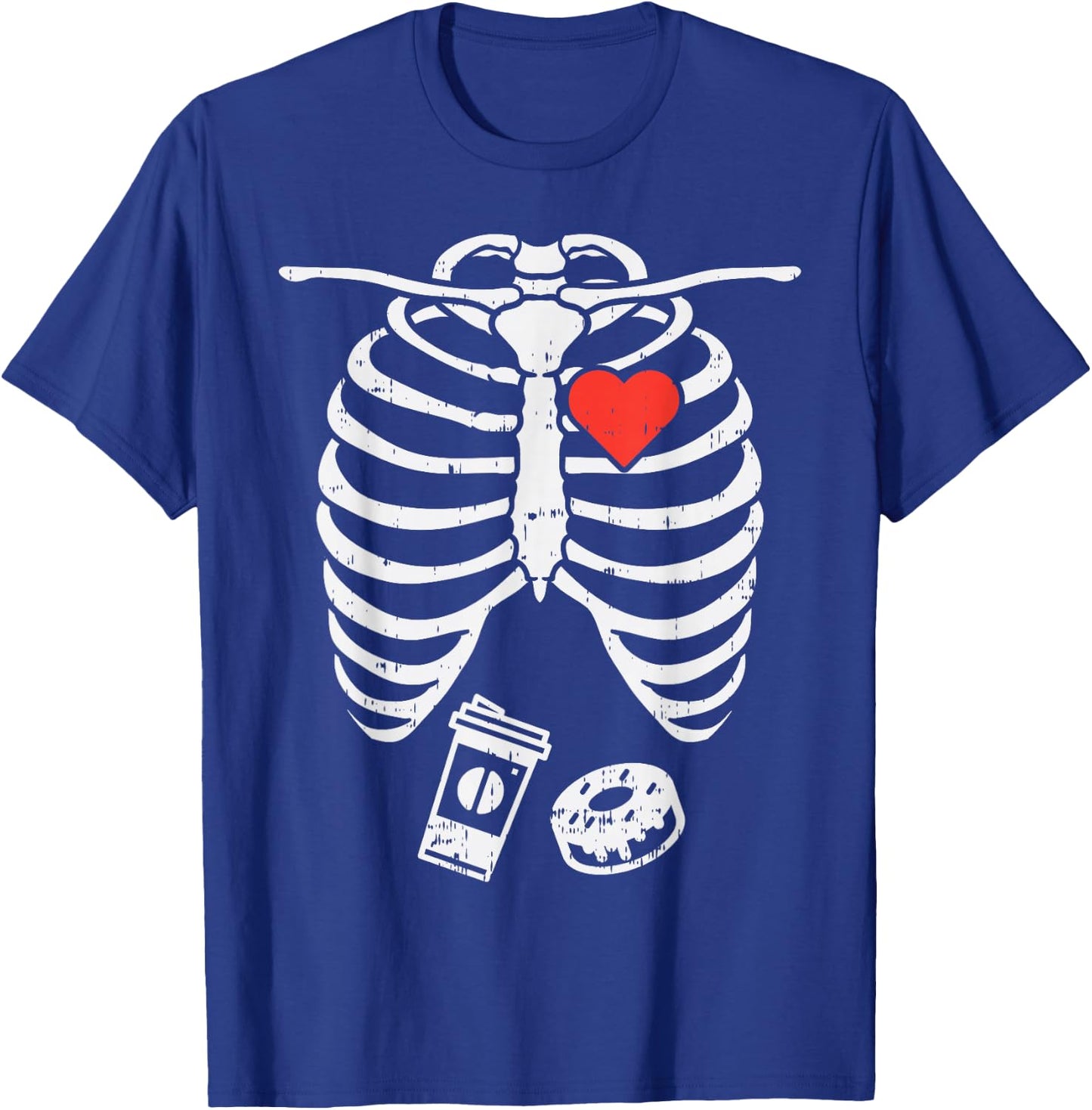Skeleton X-Ray Donut Coffee Funny Halloween Pregnancy Dad T-Shirt - T-Shirt | Royal