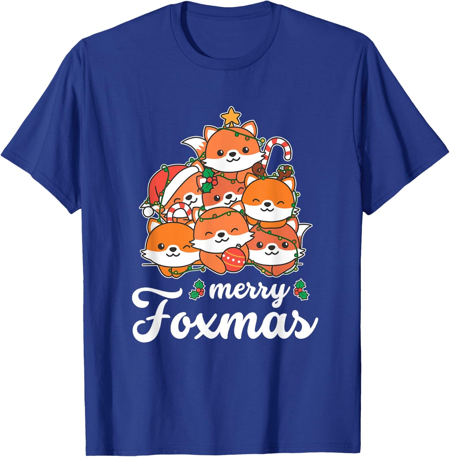 Merry Foxmas Pun Fox Christmas T-Shirt - T-Shirt | Royal