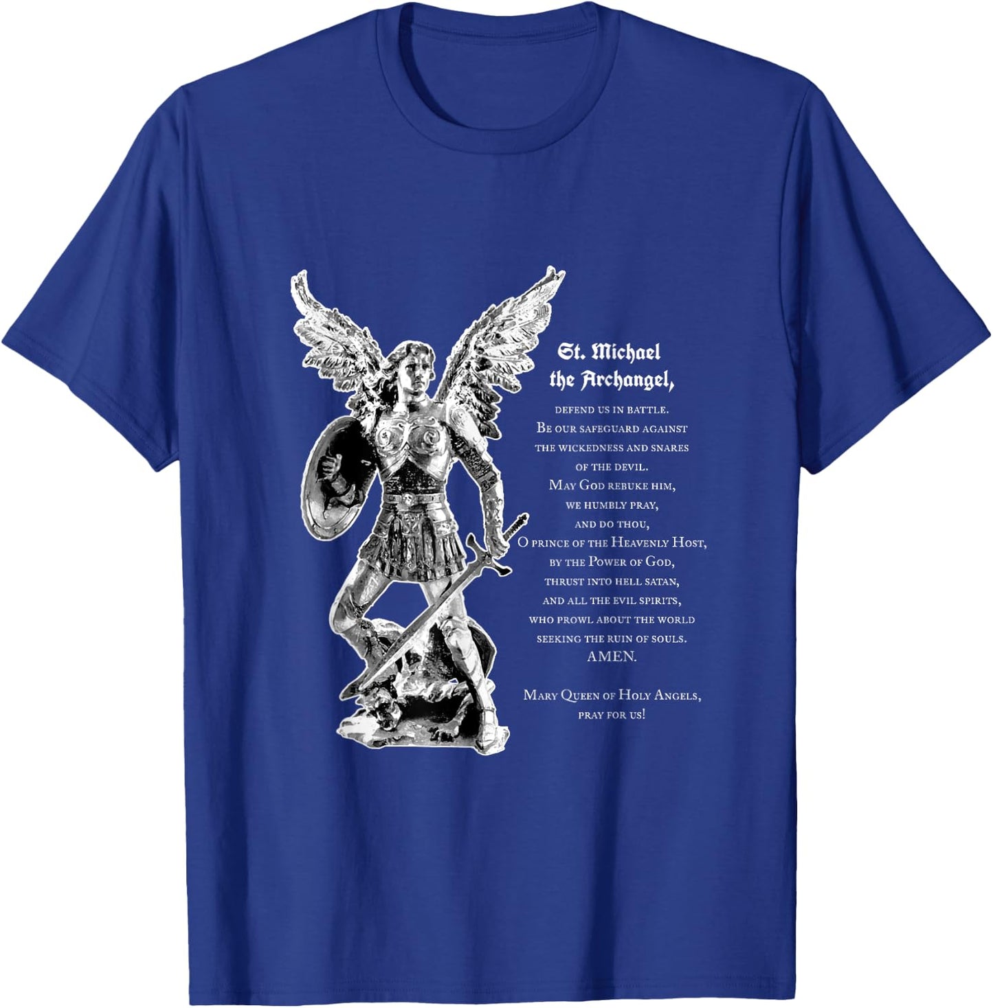 Prayer To St. Michael The Archangel Print Christian T-Shirt - T-Shirt | Royal