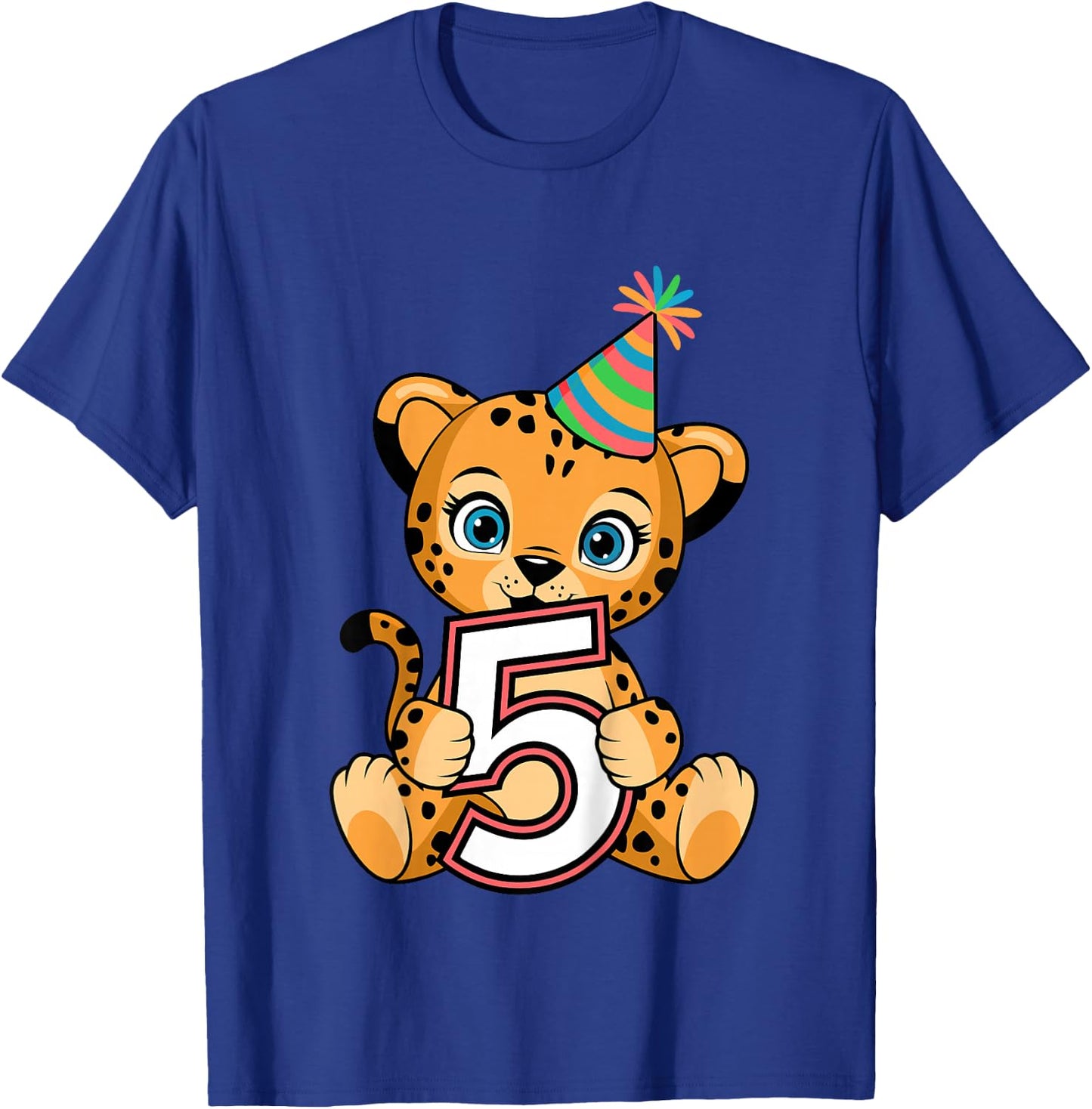 5th Birthday Cheetah Kids T-Shirt - T-Shirt | Royal