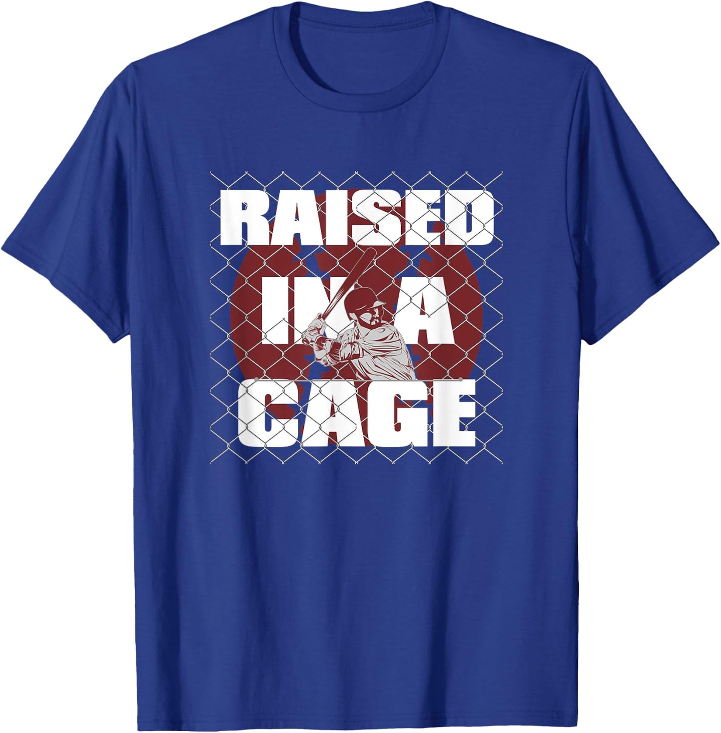 Raised In A Cage Baseball Shirt T-Shirt - T-Shirt | Royal