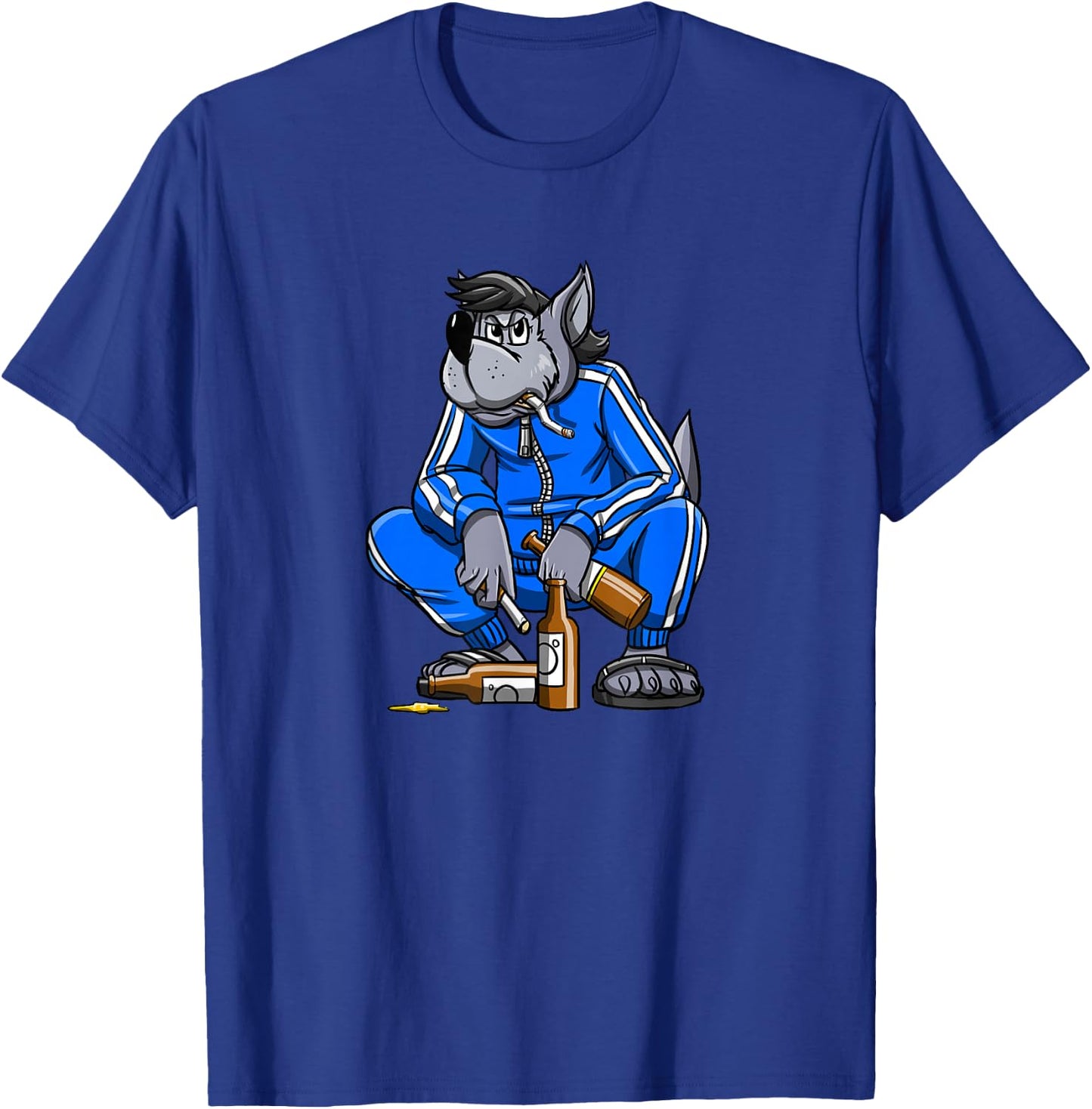 Russische Kleidung - Russischer Gopnik, Russenhocke, Nu Pogodi Wolf - - Schwarz - S - Kurzarm - Klassische Passform - 100% Baumwolle - Sommer - Erwachsene T-Shirt - T-Shirt | Royal