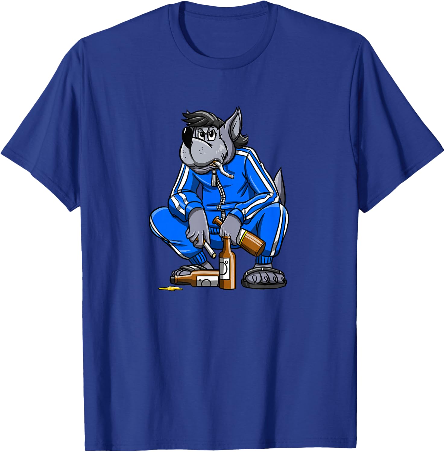 Russische Kleidung - Russischer Gopnik, Russenhocke, Nu Pogodi Wolf - - Schwarz - S - Kurzarm - Klassische Passform - 100% Baumwolle - Sommer - Erwachsene T-Shirt - T-Shirt | Royal
