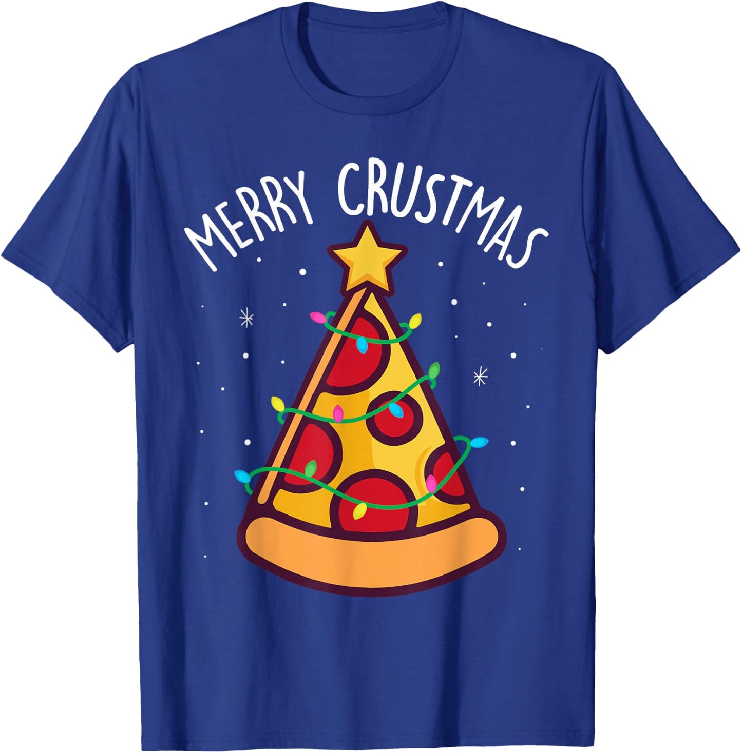 Funny Merry Crustmas Pizza Christmas Tree Kids Toddler Sleep T-Shirt - T-Shirt | Royal