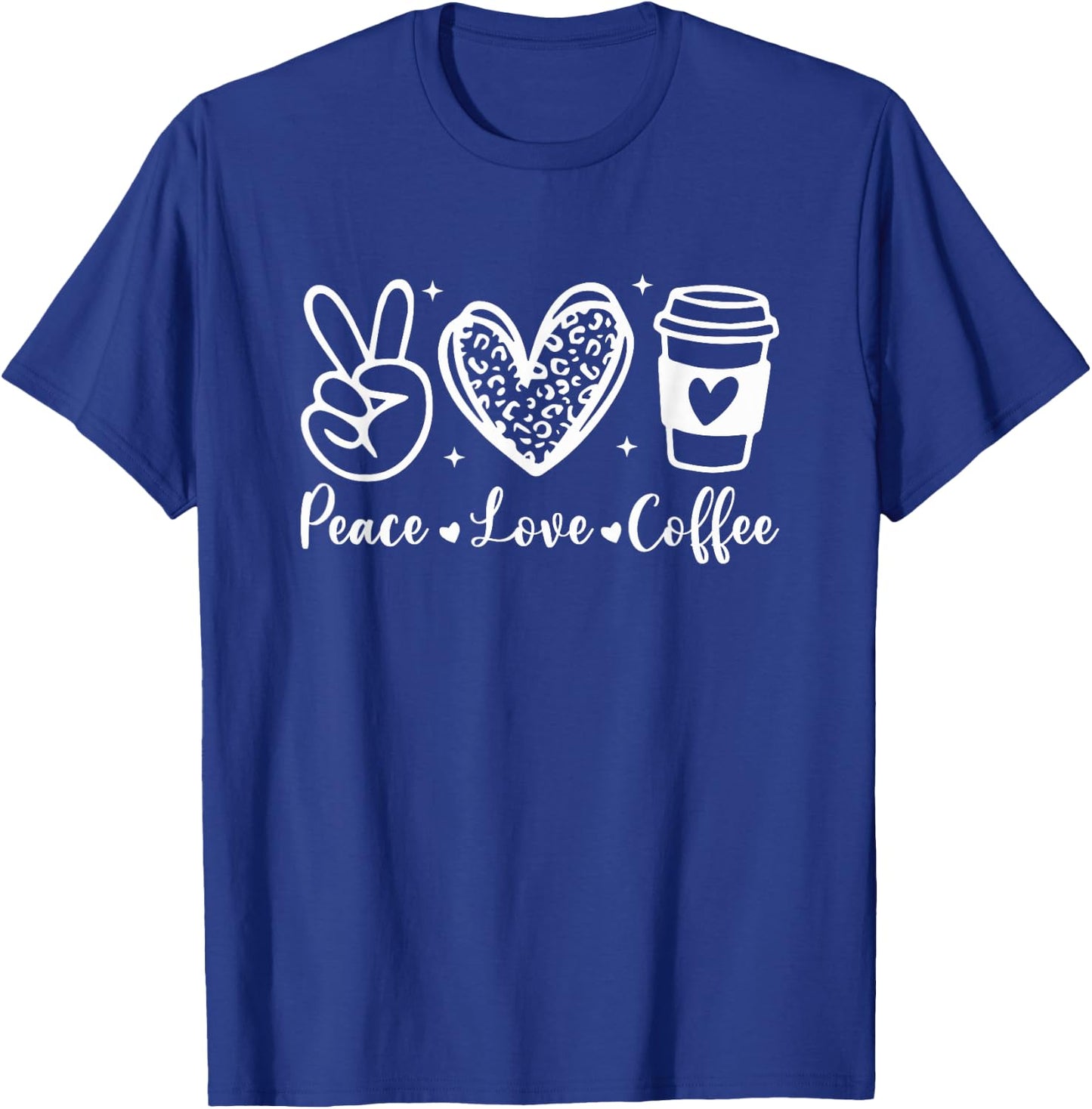 Leopard Peace Love Coffee Lovers Hippie T-Shirt - T-Shirt | Royal