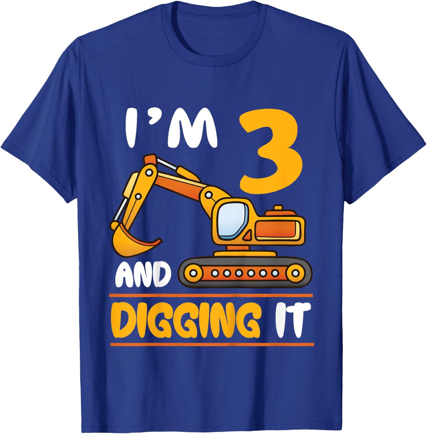 Kids Construction Truck 3rd Birthday Squad 3 Years Old Excavator T-Shirt - T-Shirt | Royal