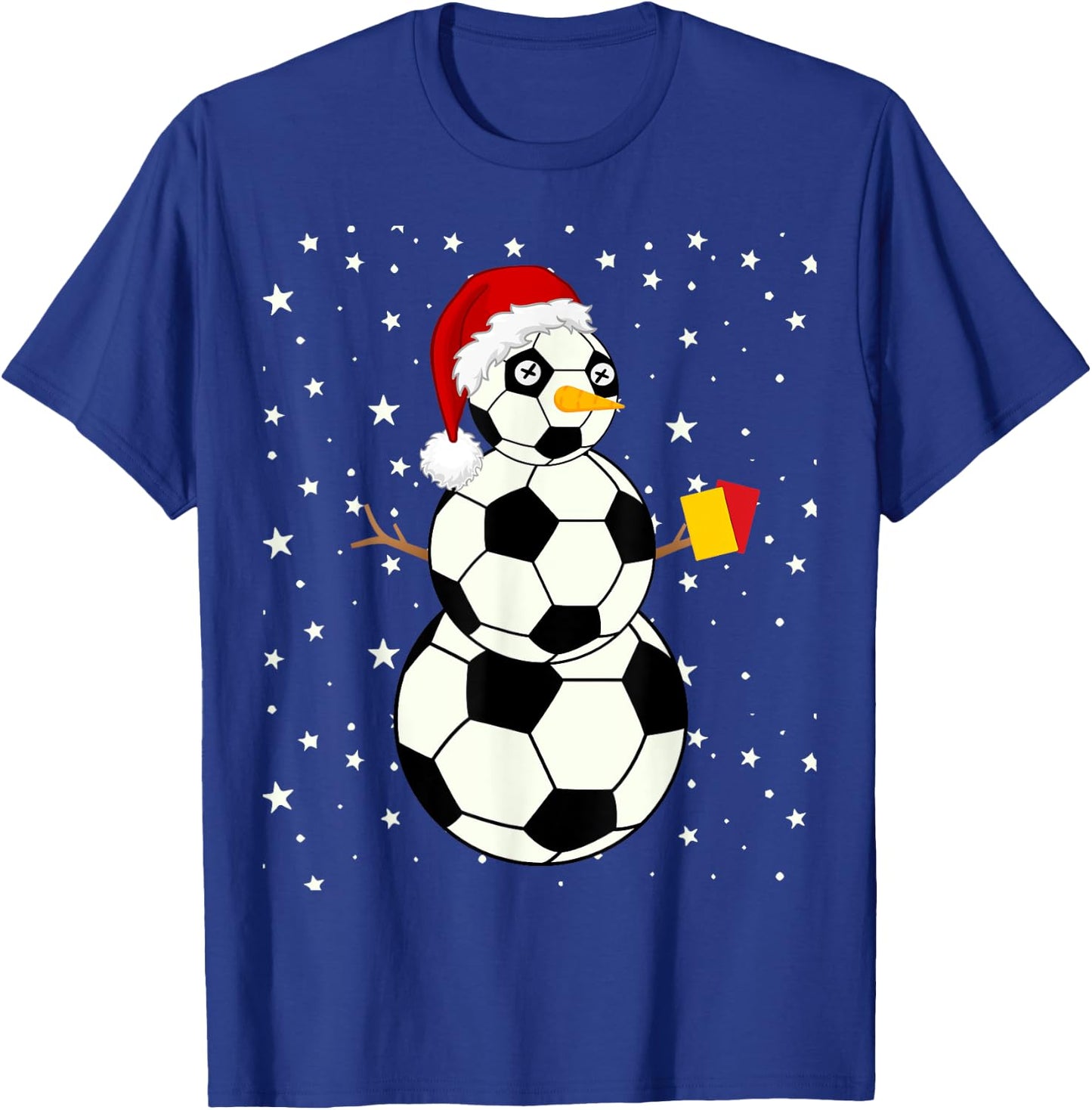 Snowman Soccer Referee Red Yellow Cards Funny Sport T-Shirt - T-Shirt | Royal