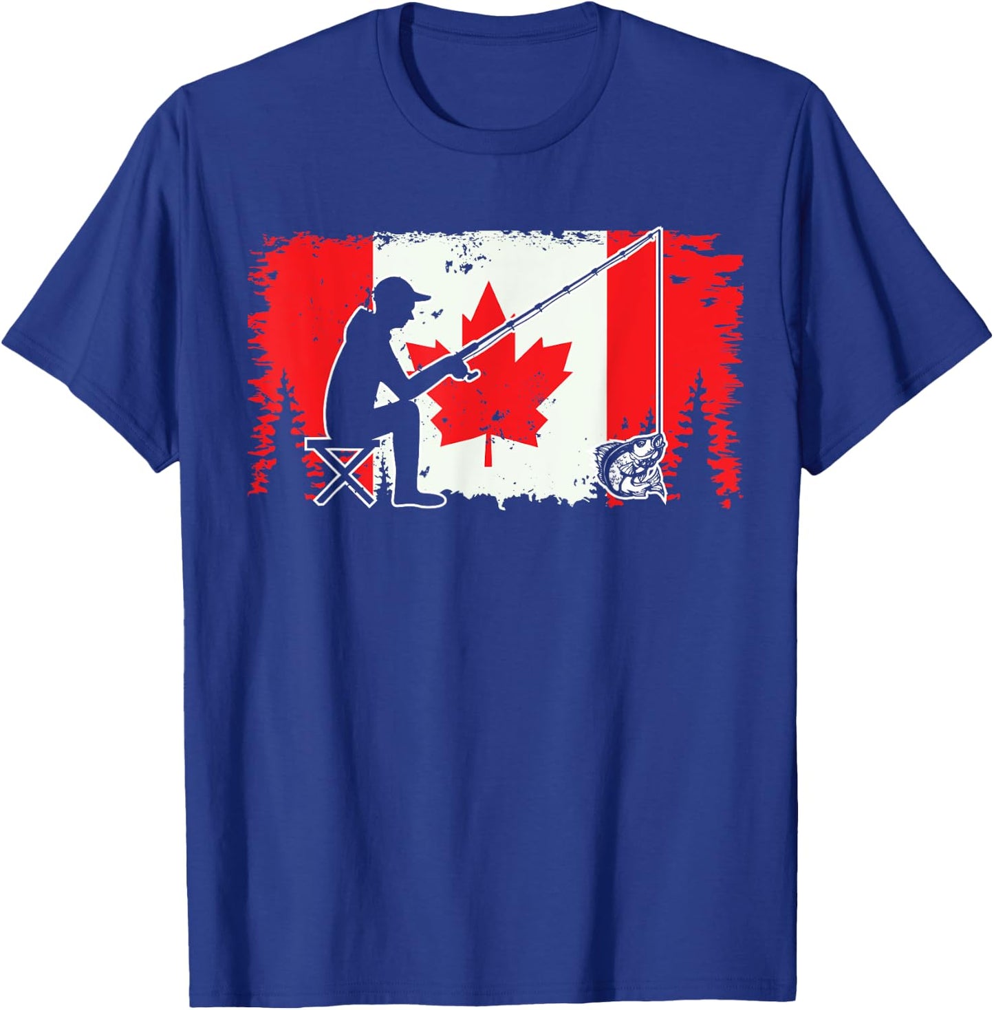 Canada Flag Walleye Fishing Canadian Fisherman Unique Fish T-Shirt - T-Shirt | Royal