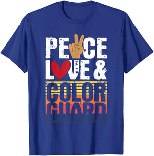 Peace Love & Color Guard - Marching Band Lover Flag Tossing T-Shirt - T-Shirt | Royal