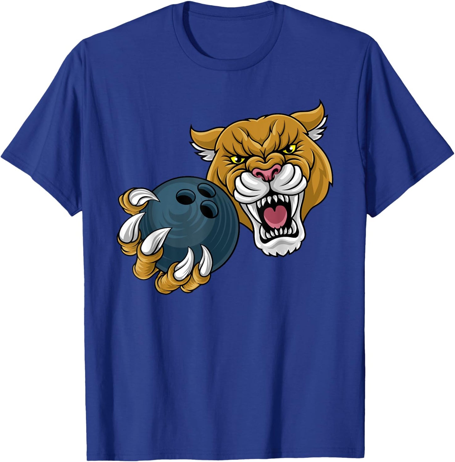 Cougar Panther Mountain Lion Puma Bowling Cartoon T-Shirt - T-Shirt | Royal