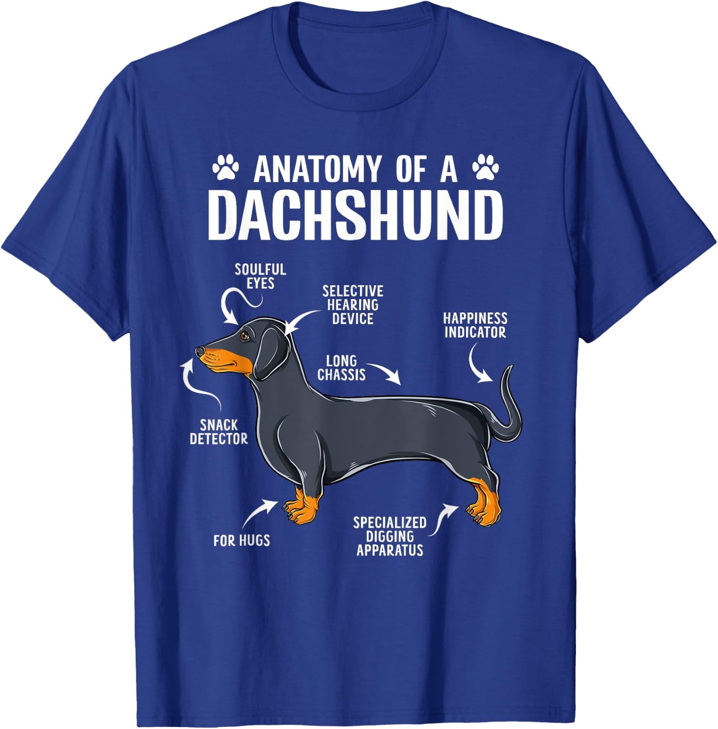 Anatomy Of A Dachshund Funny Doxie Dog Puppy Women Girls Kids T-Shirt - T-Shirt | Royal