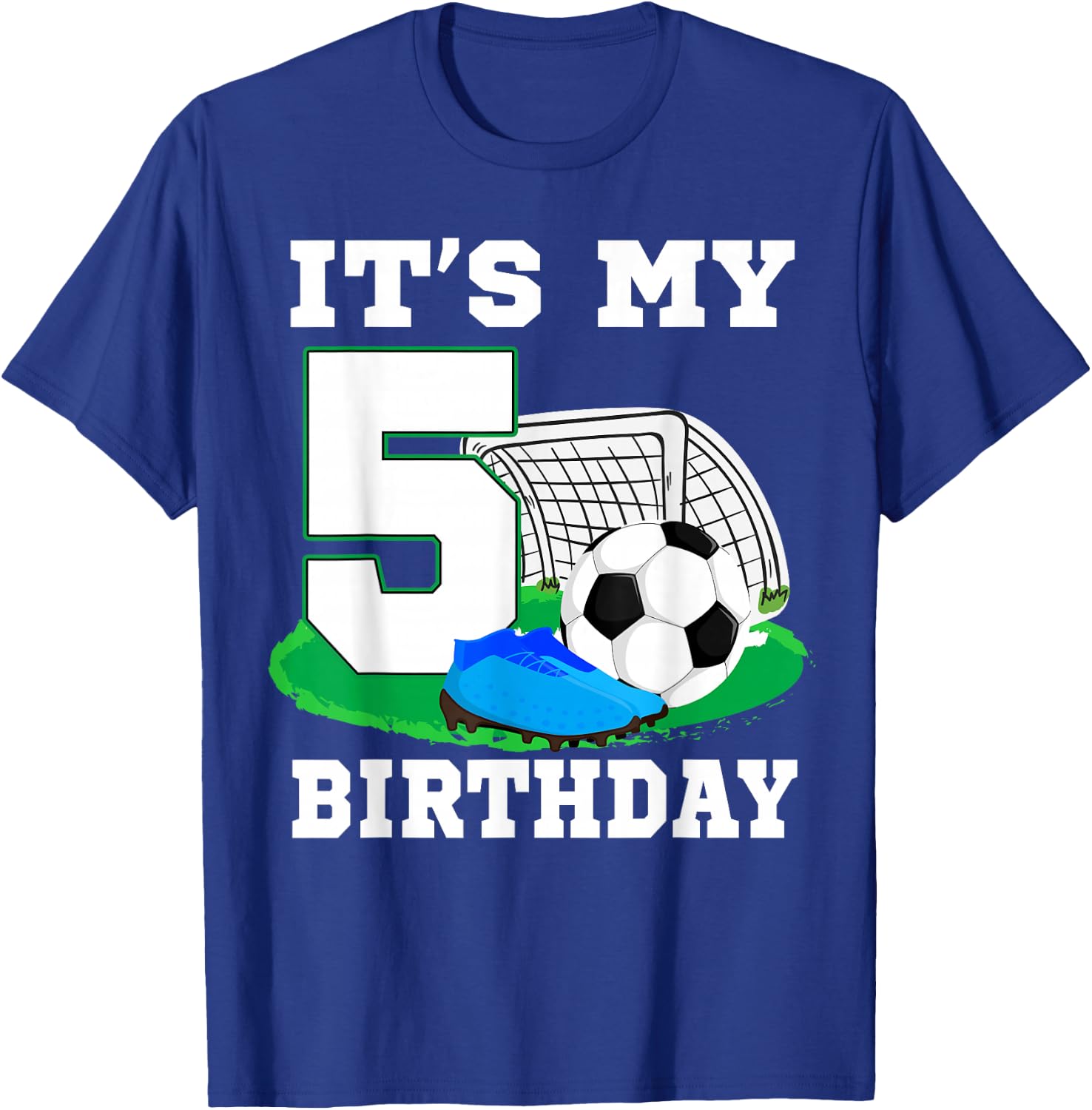 It's My 5 Year Old Birthday Soccer 5th Party Boy T-Shirt - T-Shirt | Royal