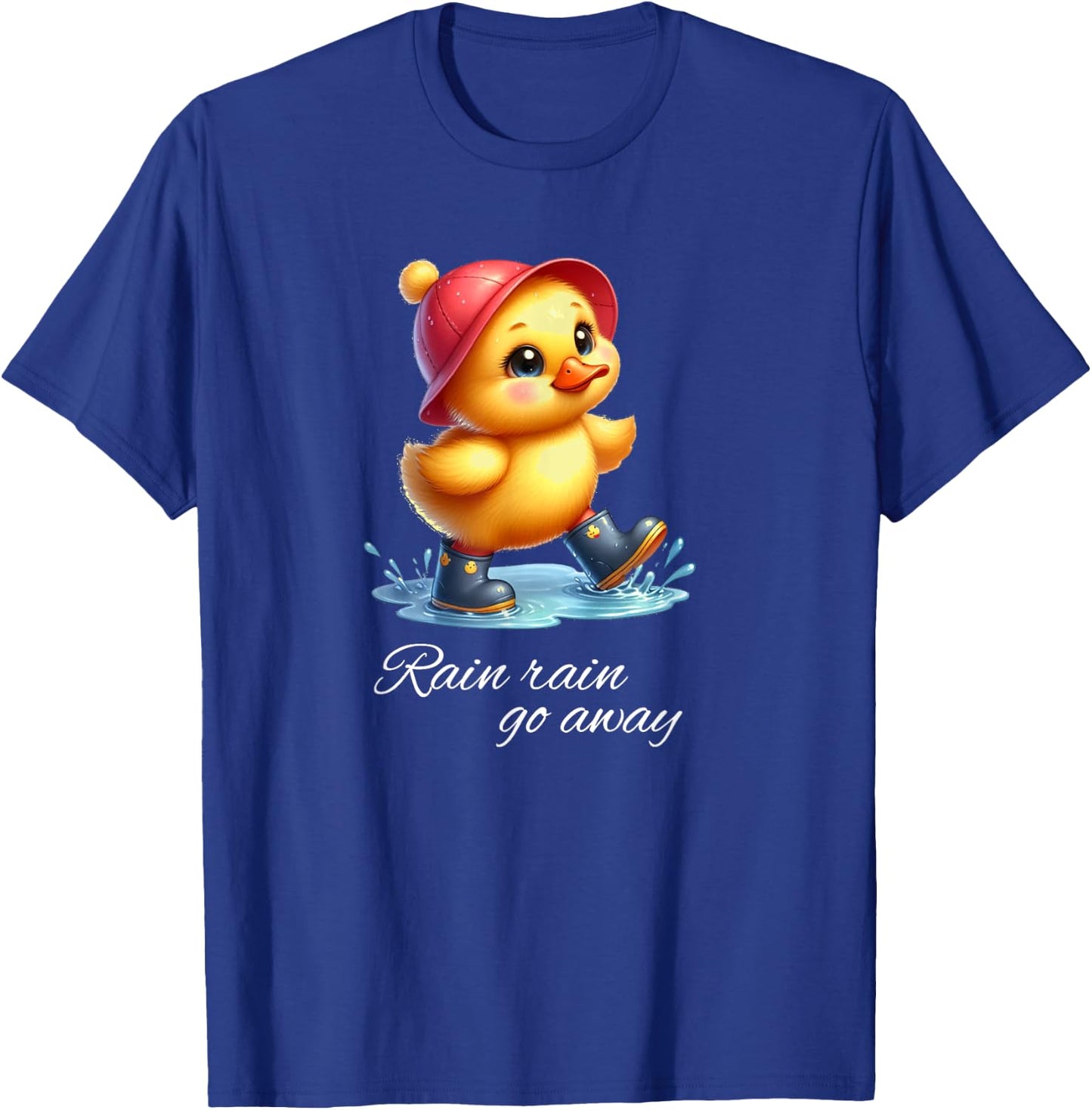 Playful Duck Saying Rain Go Away T-Shirt - T-Shirt | Royal