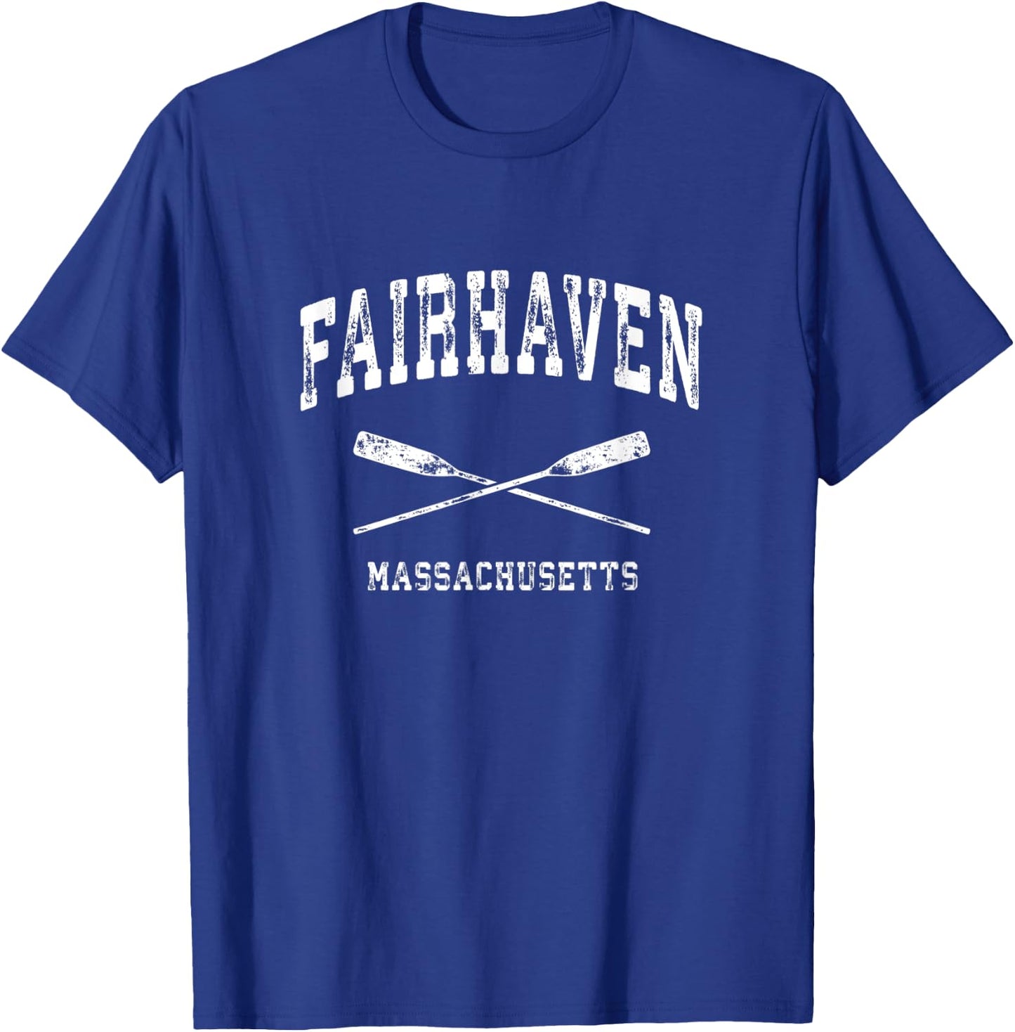 Fairhaven Massachusetts Vintage Nautical Crossed Oars T-Shirt - T-Shirt | Royal