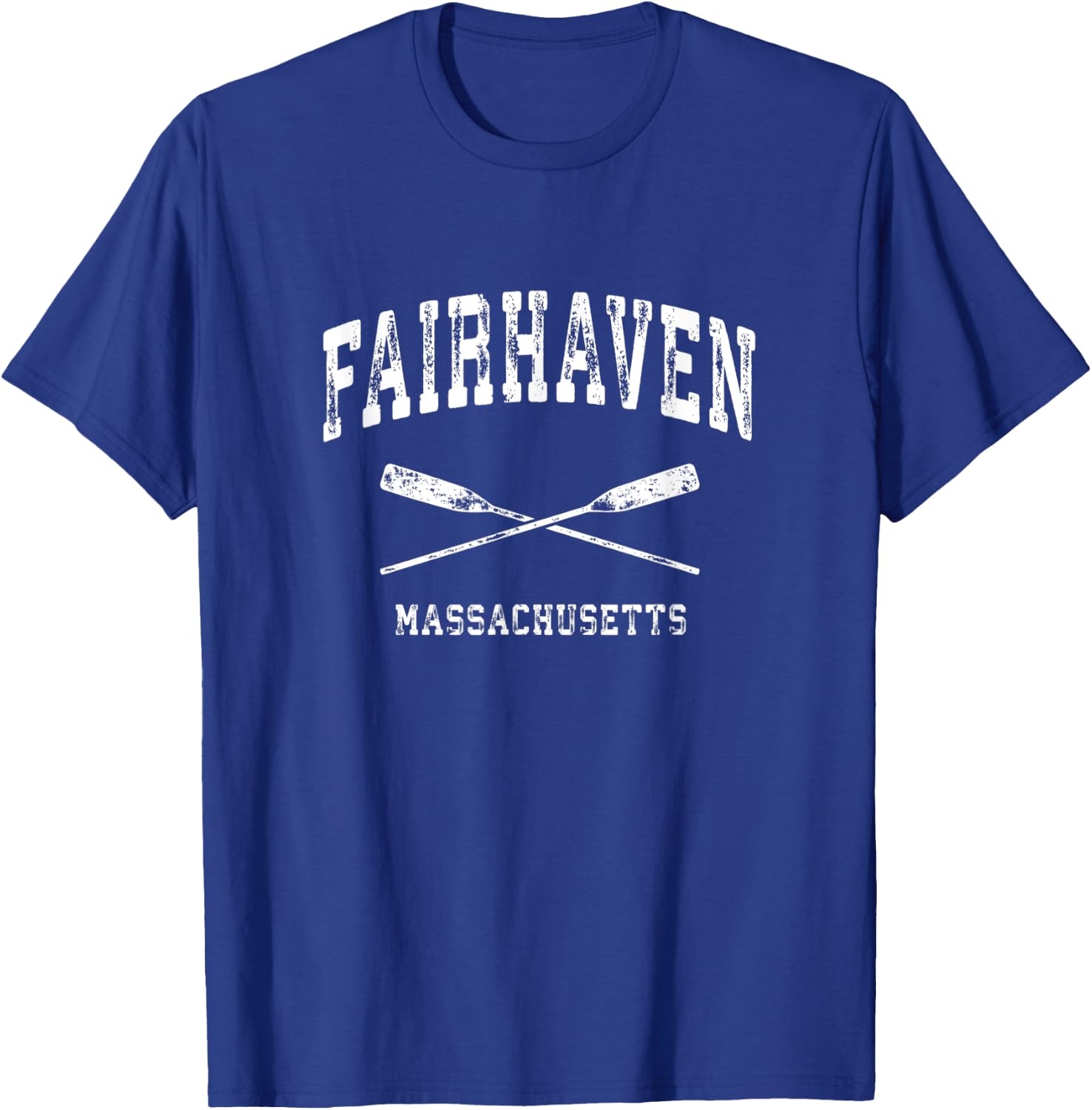 Fairhaven Massachusetts Vintage Nautical Crossed Oars T-Shirt - T-Shirt | Royal