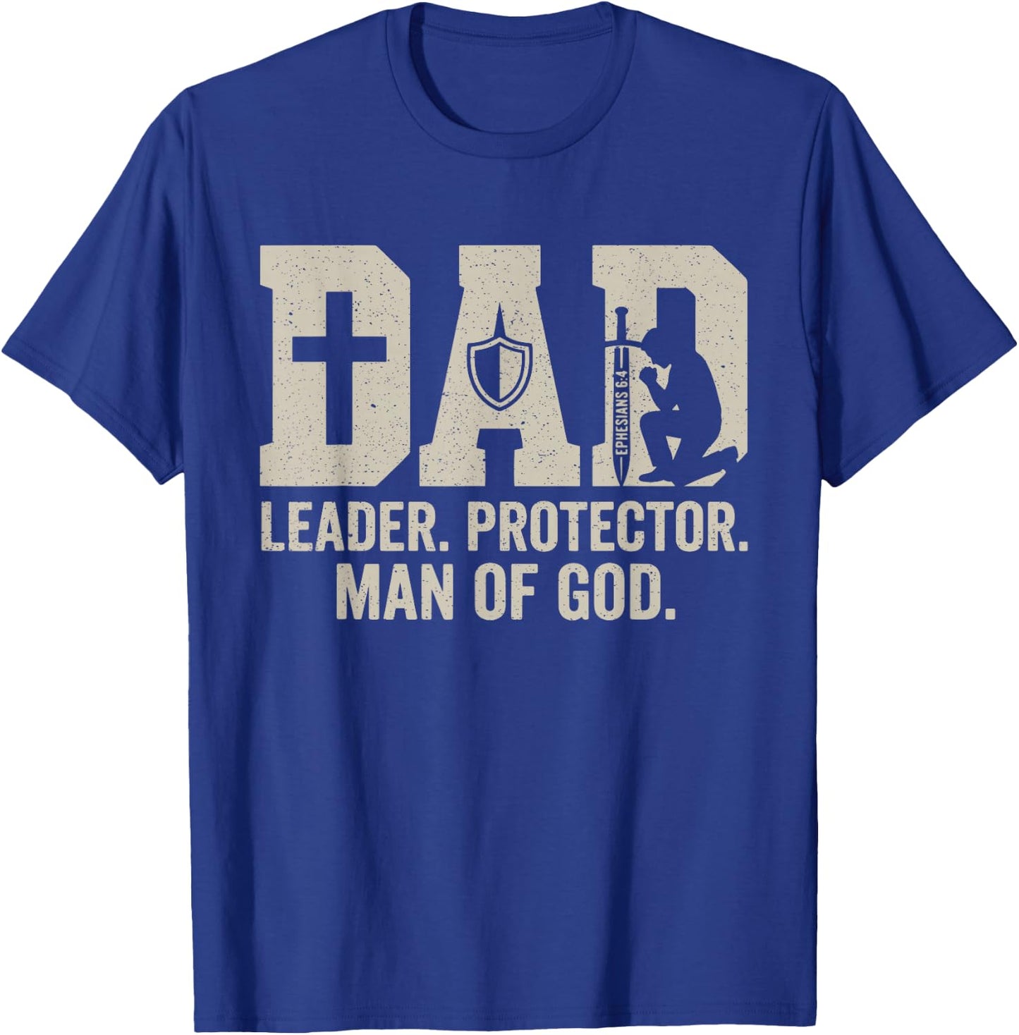 Man of God Husband Dad Christian Dad Fathers Day Birthday T-Shirt - T-Shirt | Royal