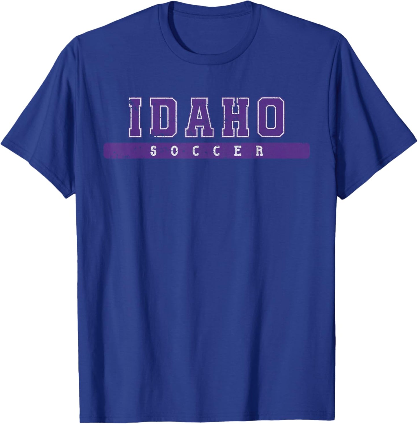Idaho Soccer Purple Vintage Text T-Shirt - T-Shirt | Royal