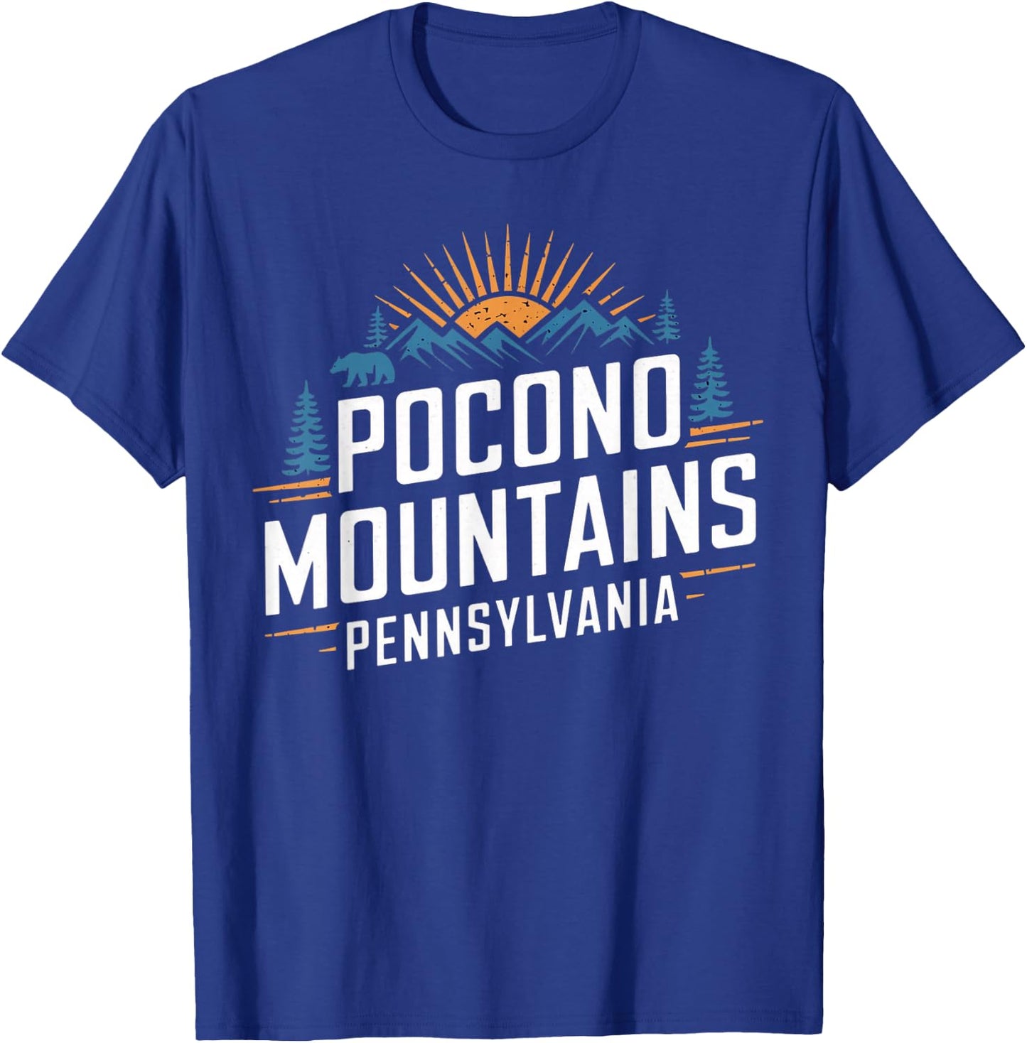 Pocono Mountains Pennsylvania Souvenirs Vintage Camping T-Shirt - T-Shirt | Royal