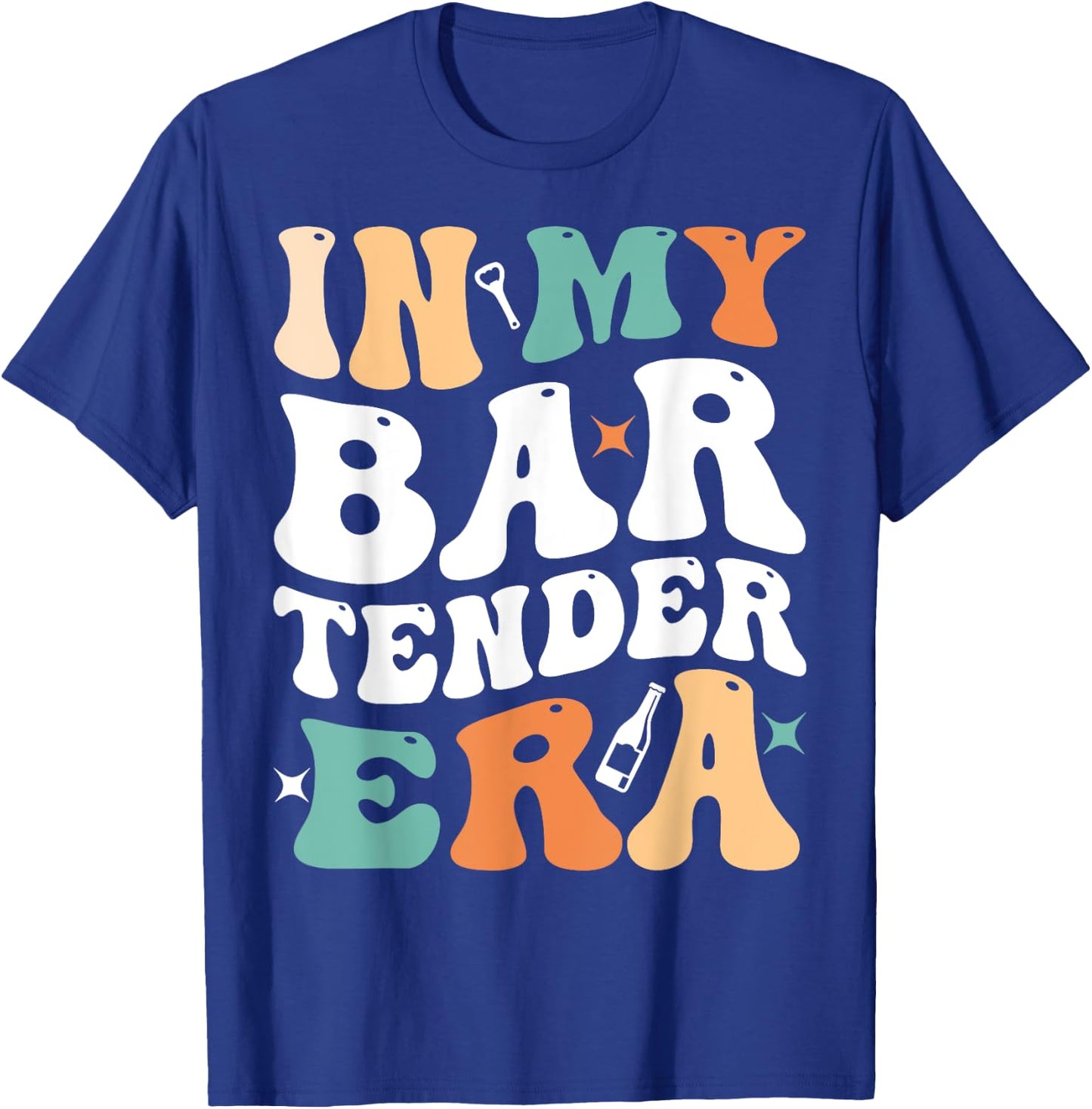 In My Bartender Era Funny Groovy Retro Bartender T-Shirt - T-Shirt | Royal