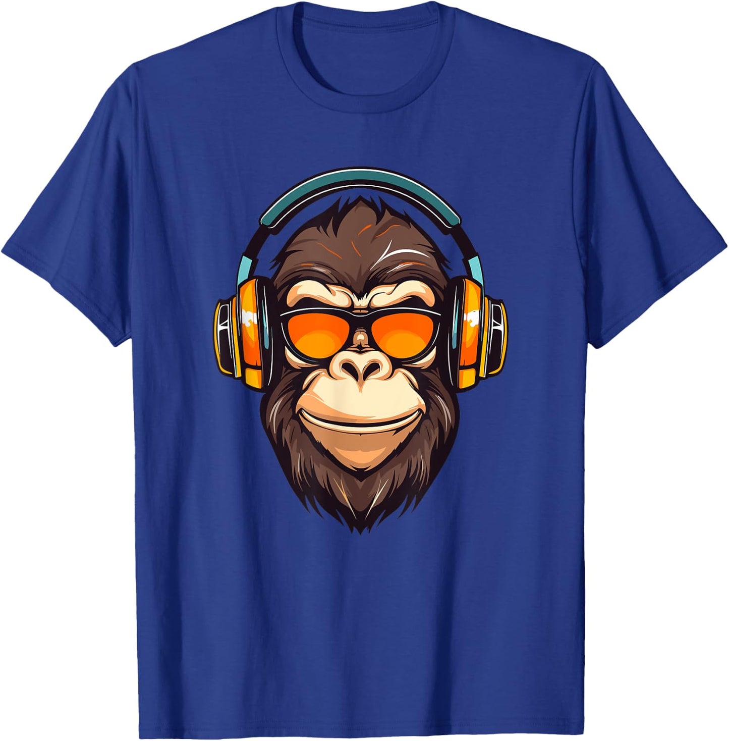 DJ Mad Monkey Ape Chimp Mix Club Music Headphones Dancing T-Shirt - T-Shirt | Royal
