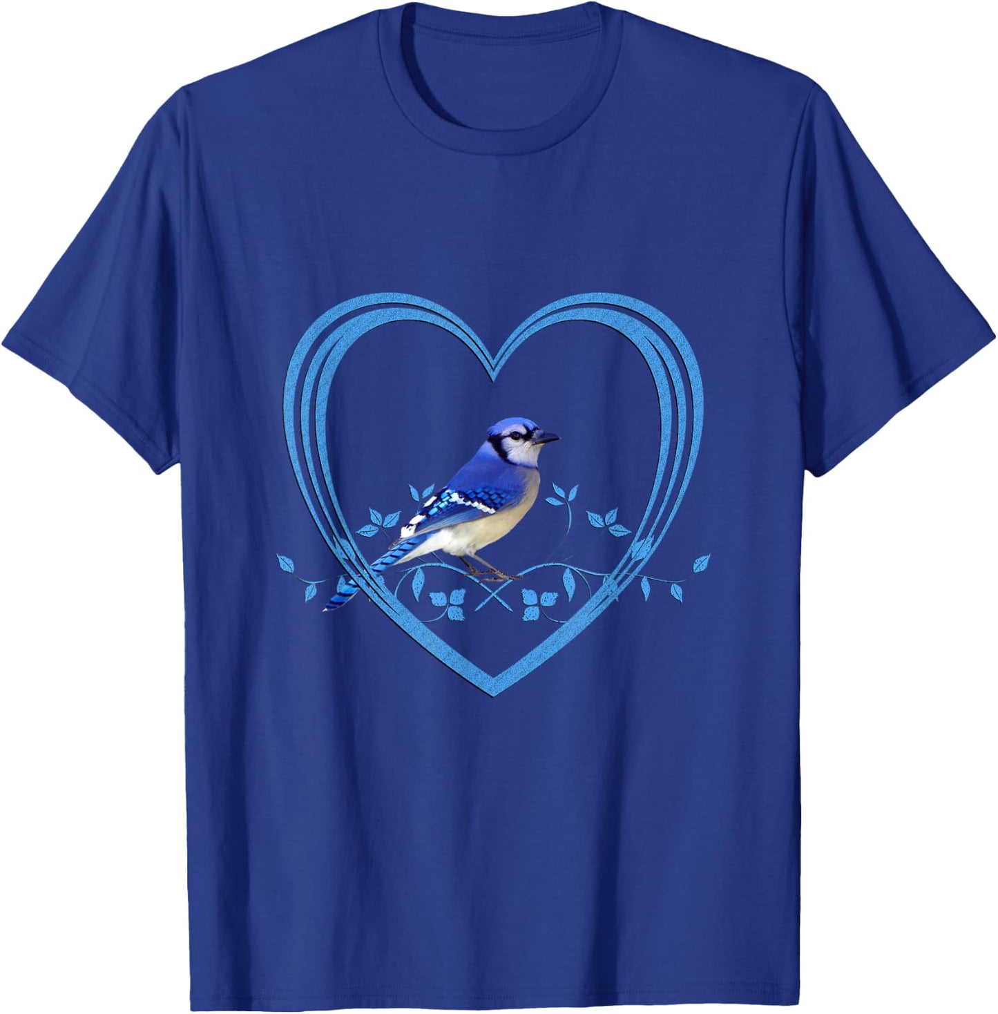 Blue Jay Bird in Heart T-Shirt - T-Shirt | Royal