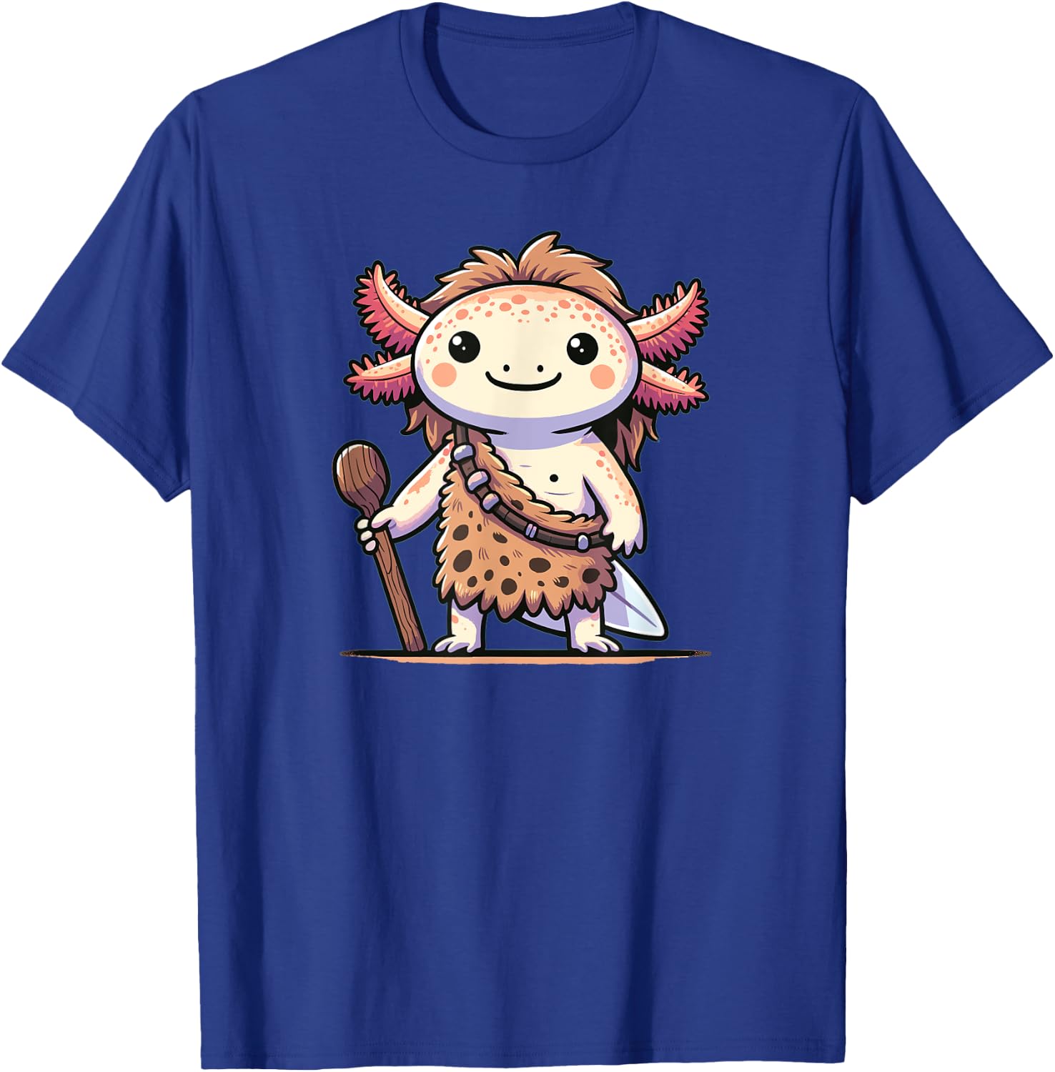 Funny Caveman Axolotl Costume T-Shirt - T-Shirt | Royal