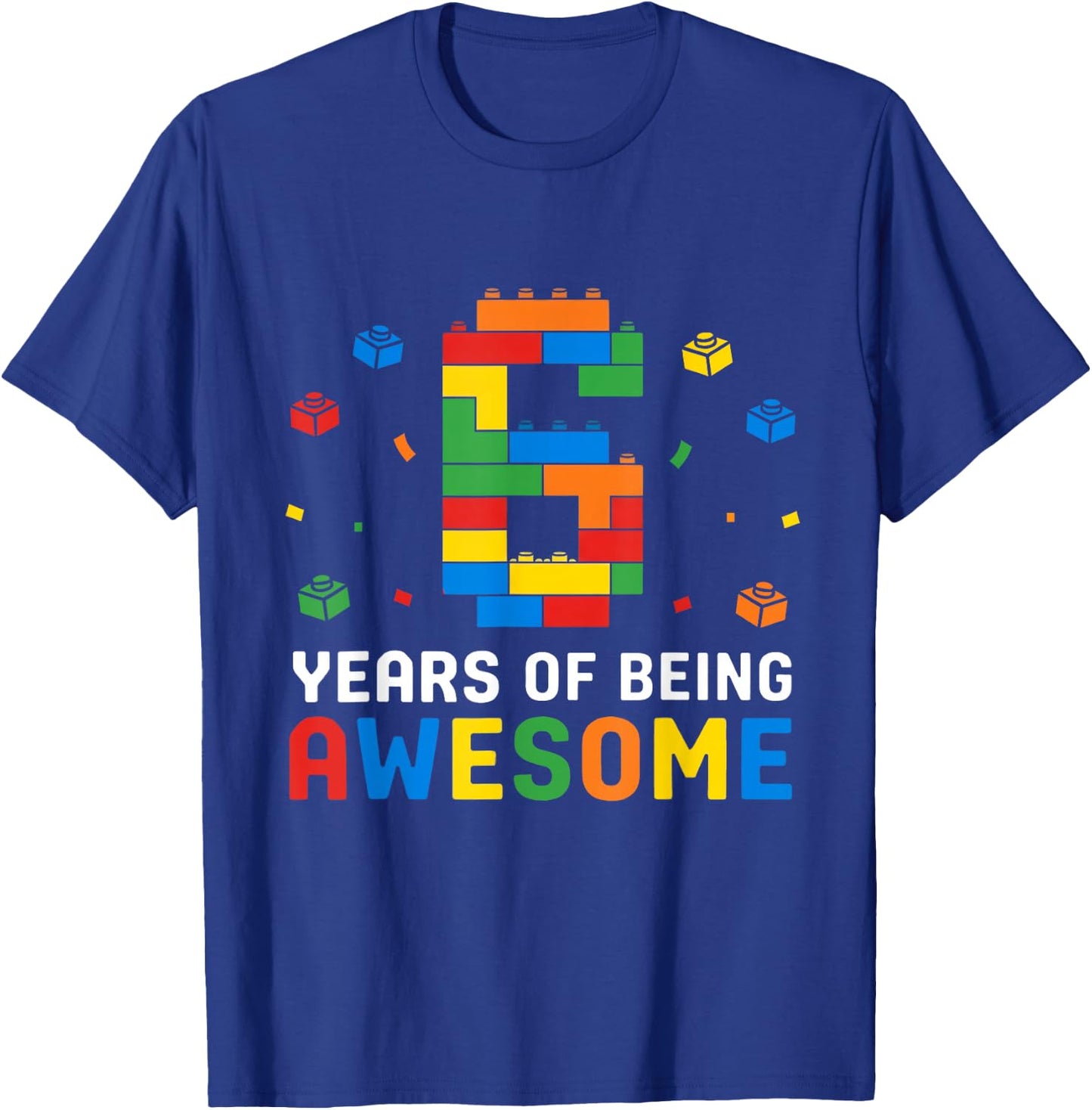 6 Year Old Master Builder Building Blocks 6th Birthday Boy T-Shirt - T-Shirt | Royal