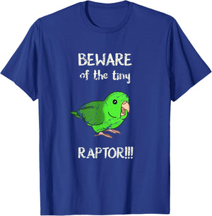 Beware of the Tiny Raptor Green Parrotlet Vintage Parrot T-Shirt - T-Shirt | Royal