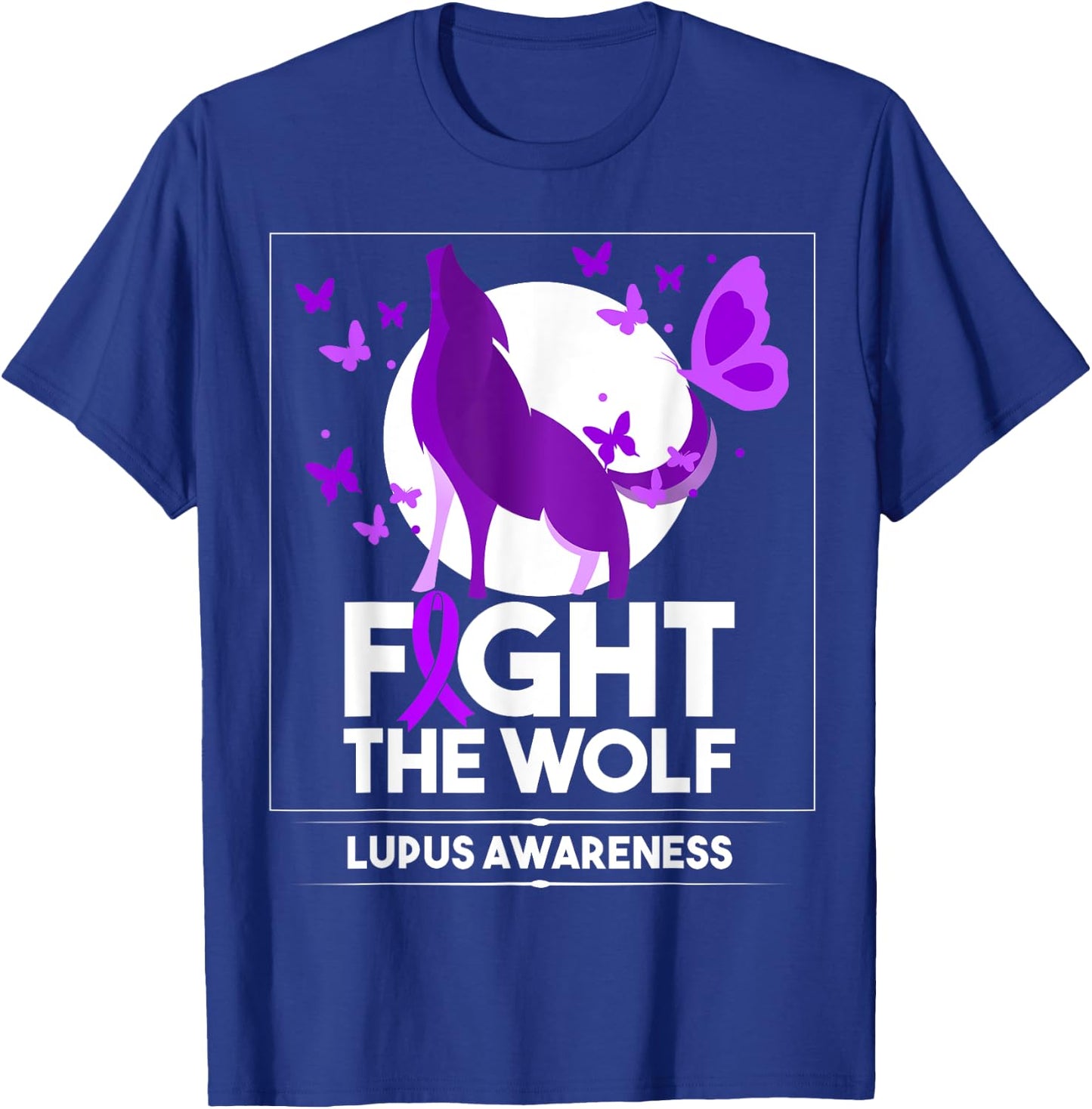 Lupus Awareness Month Fight the Wolf Purple Ribbon T-Shirt - T-Shirt | Royal