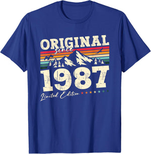37th Birthday Man Original Vintage 1987 , Black, S T-Shirt - T-Shirt | Royal