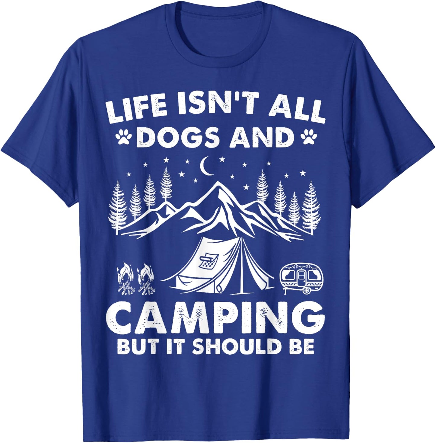 Funny Camping Dogs Outdoor Campfire Trailer Camper Camp Dog Women Kids T-Shirt - T-Shirt | Royal