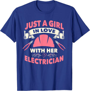 Electrician Gifts Wife Girlfirend I Love My Electrician T-Shirt - T-Shirt | Royal