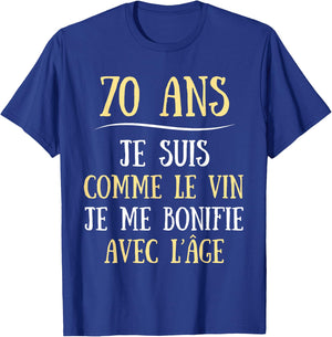 70th Birthday Man Funny Gift Bonifie , Black, S T-Shirt - T-Shirt | Royal