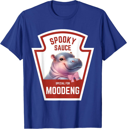 Moodeng Baby Hippo Spooky Sauce Halloween Funny T-Shirt - T-Shirt | Royal