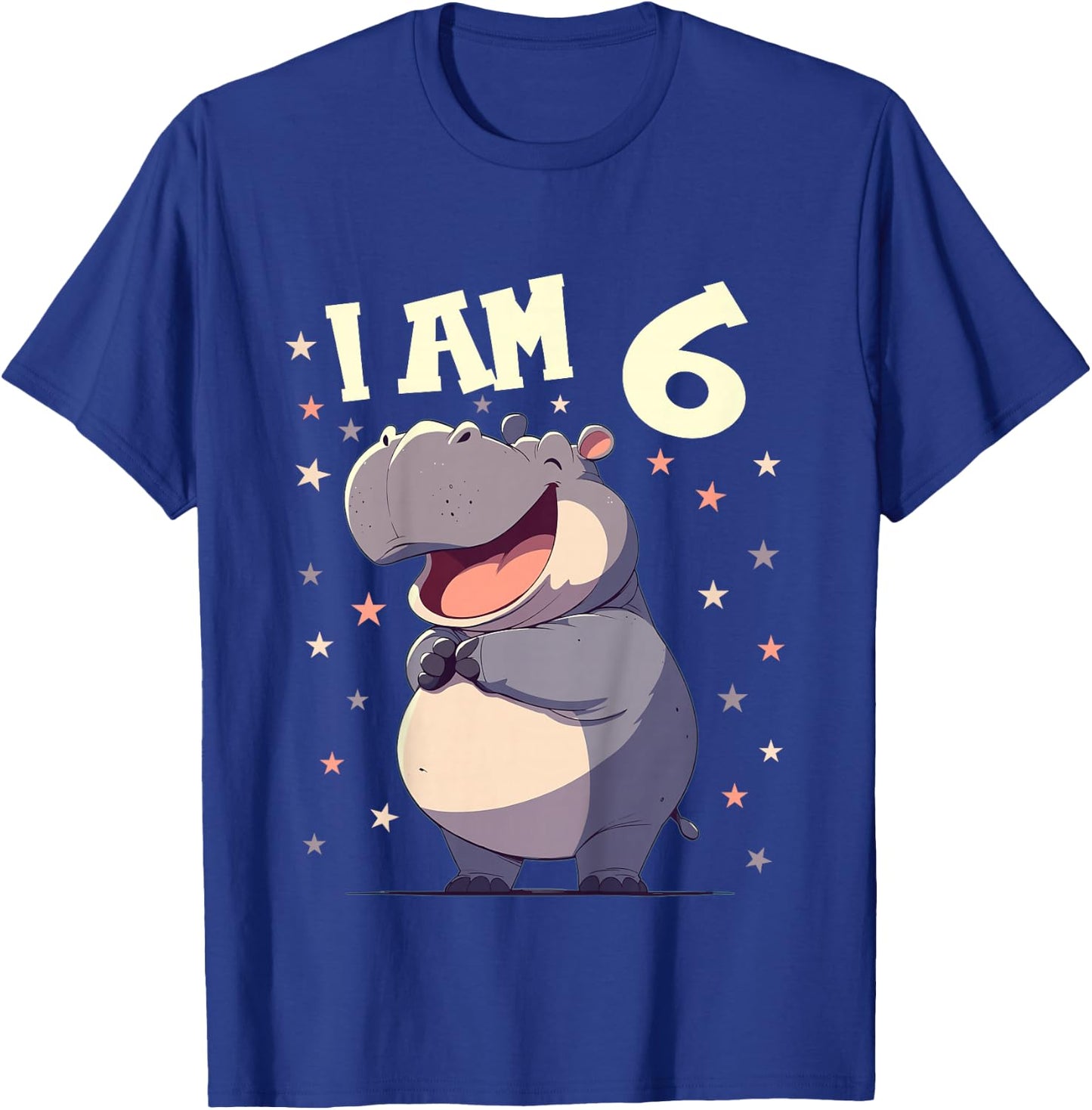 Kids 6 Years old 6 birthday Hippos Boy Girl Hippo T-Shirt - T-Shirt | Royal