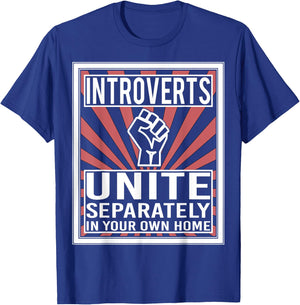 Introverts Unite Design And Men, Cool Funny Nerd T-Shirt - T-Shirt | Royal