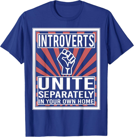Introverts Unite Design And Men, Cool Funny Nerd T-Shirt - T-Shirt | Royal