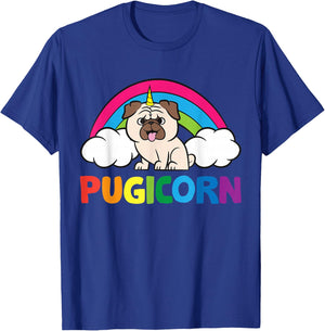 Pug Dog Unicorn Horn Funny Pugicorn T-Shirt - T-Shirt | Royal