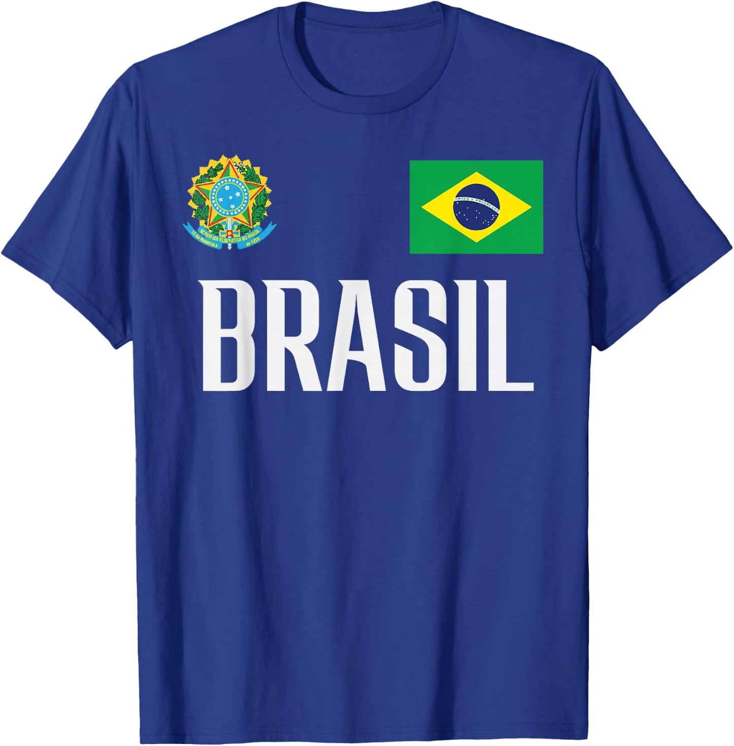 Brasil Flag Brazil Football Soccer Fan Men Women Kids T-Shirt - T-Shirt | Royal