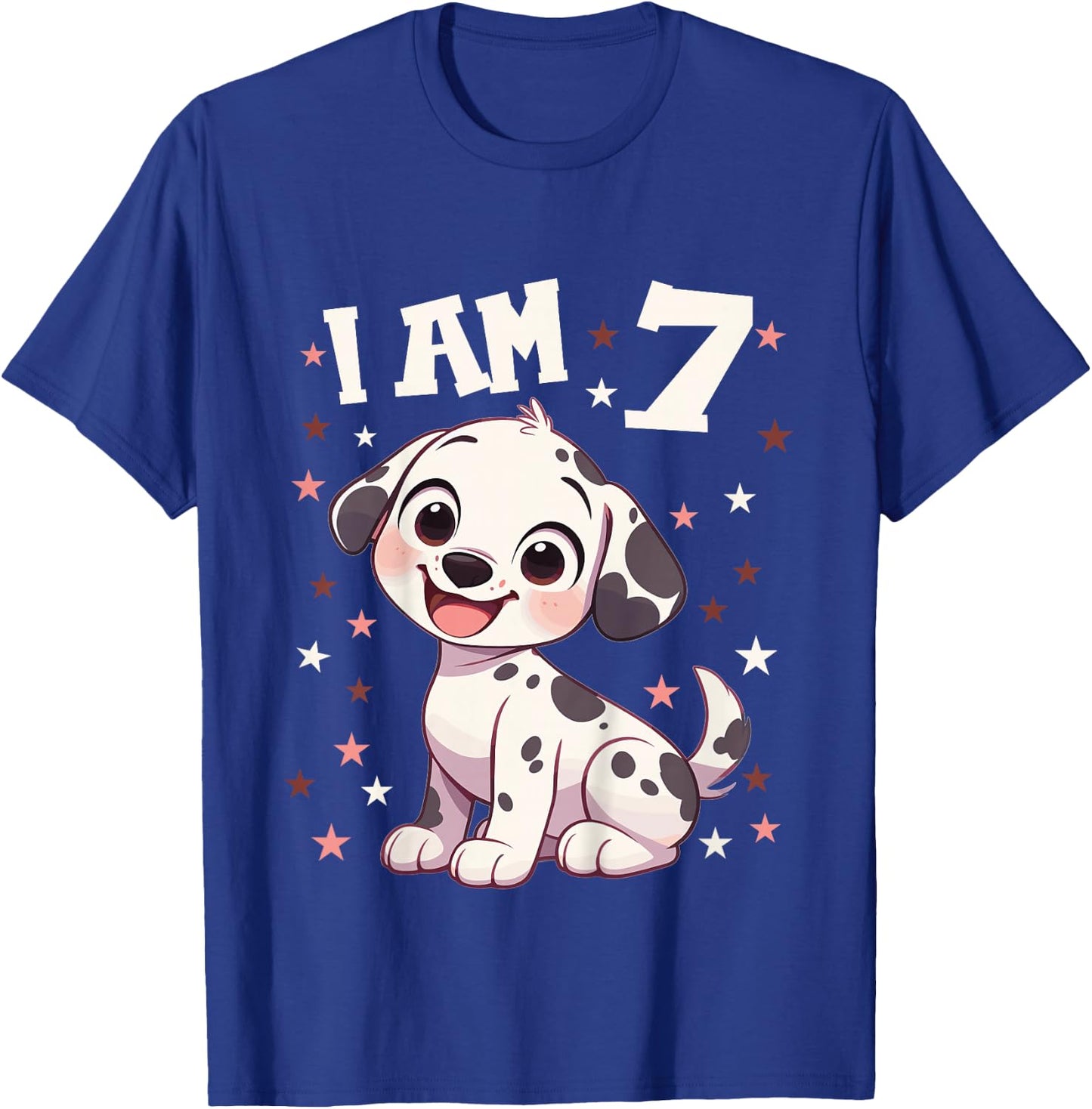 Kids 7 Years old 7th birthday Dalmatian Dogs Dalmatian Dog T-Shirt - T-Shirt | Royal