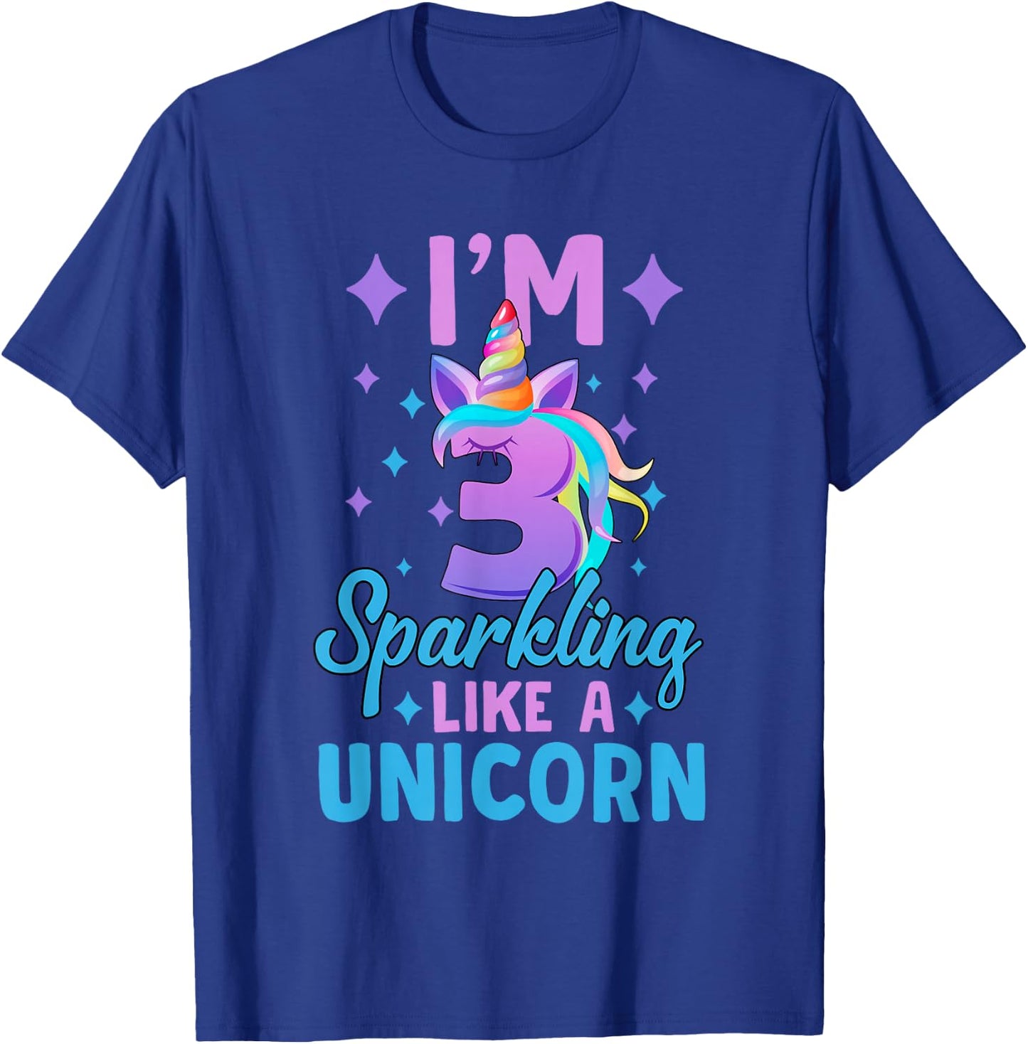 3rd Birthday Unicorn Birthday Party 3 Year Old Girls T-Shirt - T-Shirt | Royal