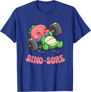 Dino Sore Gym Fitness Lifting Weights Workout Gym Dinosaur T-Shirt - T-Shirt | Royal